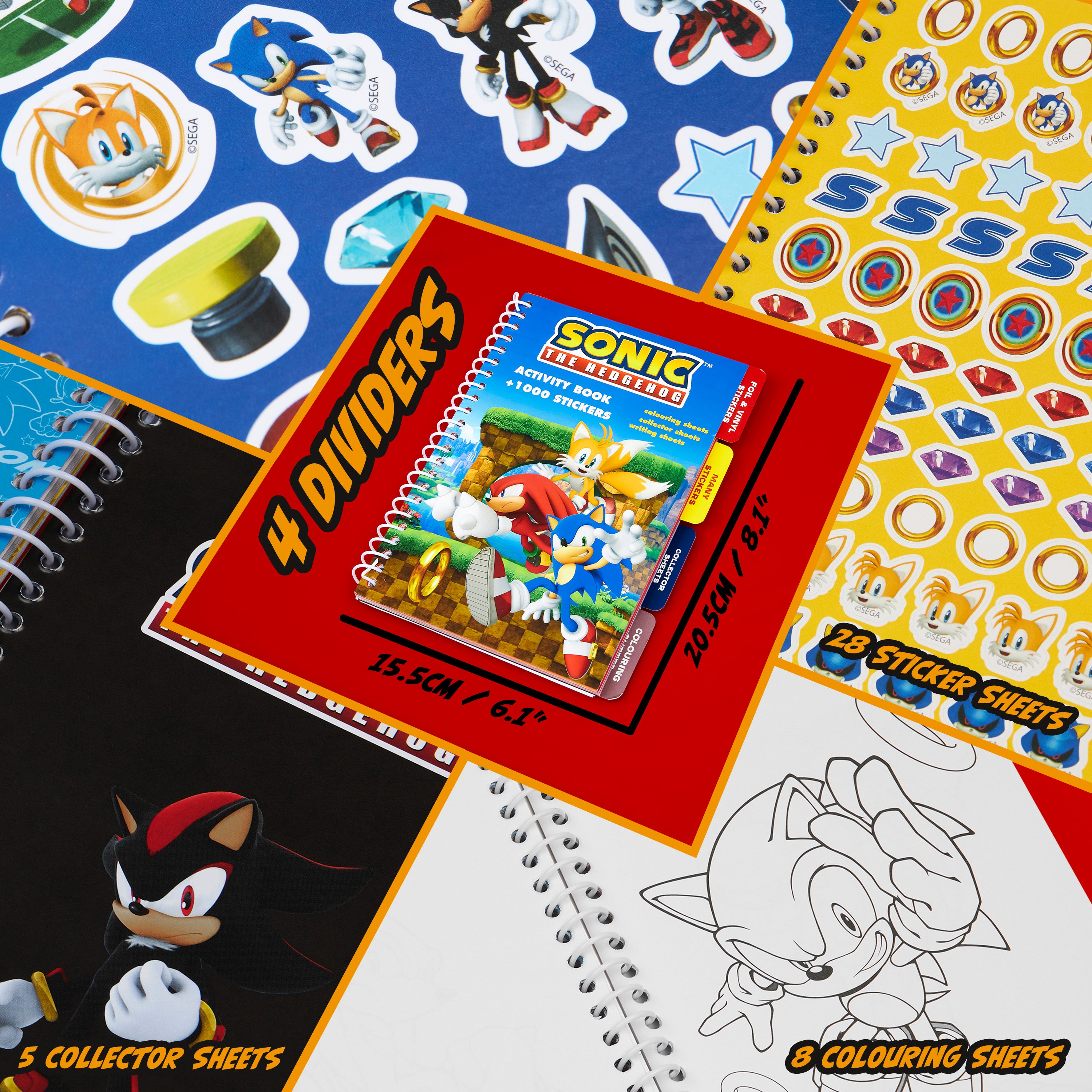 SONIC THE HEDGEHOG Scrapbooking Stickers & Activity Book Over 1000 Stickers - Get Trend