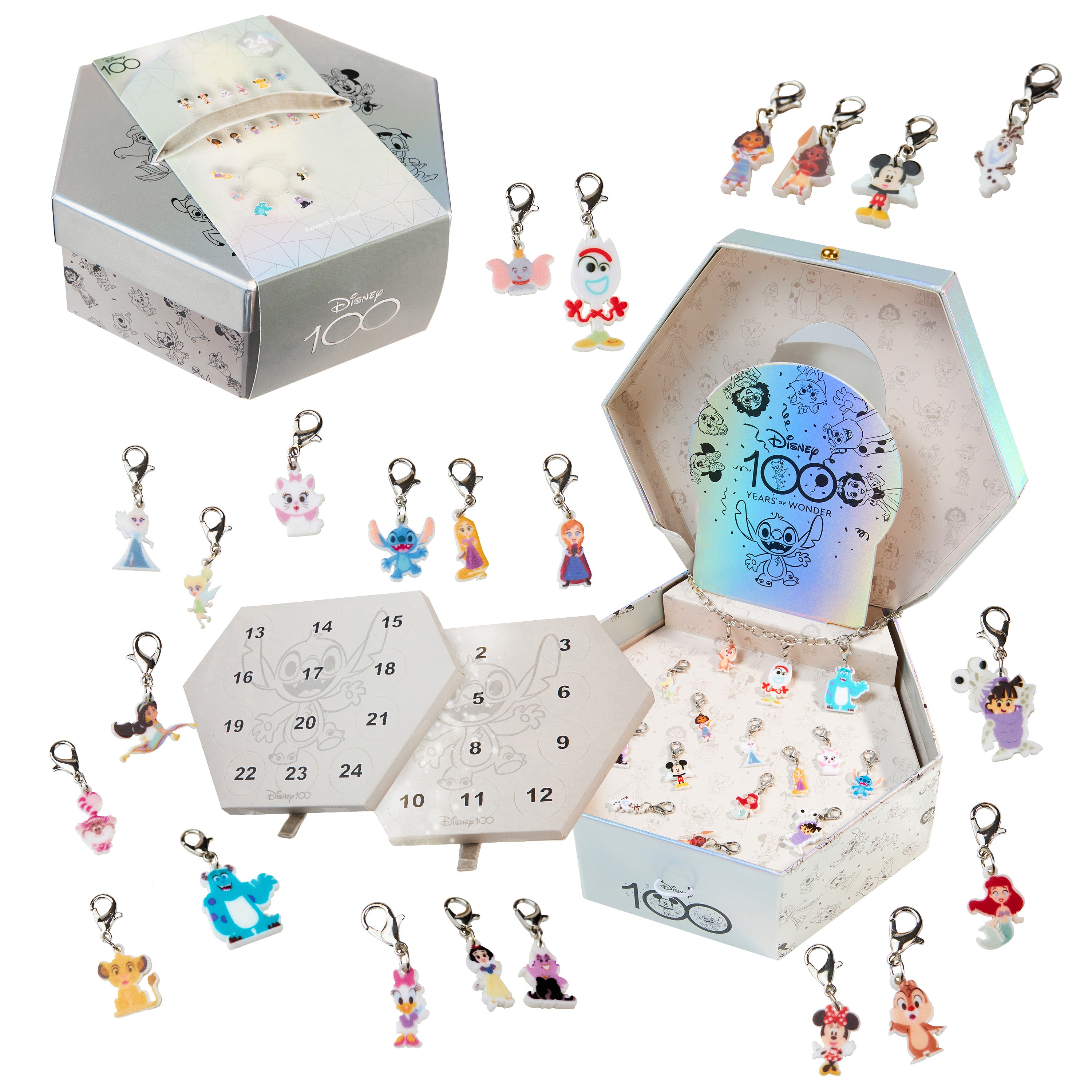Disney Calendrier de L'Avent 2023 Enfant Stitch Bijoux Advent Calendar  Bracelet Charms Stitch Mickey Minnie Animaux (Stitch à Suspendre)