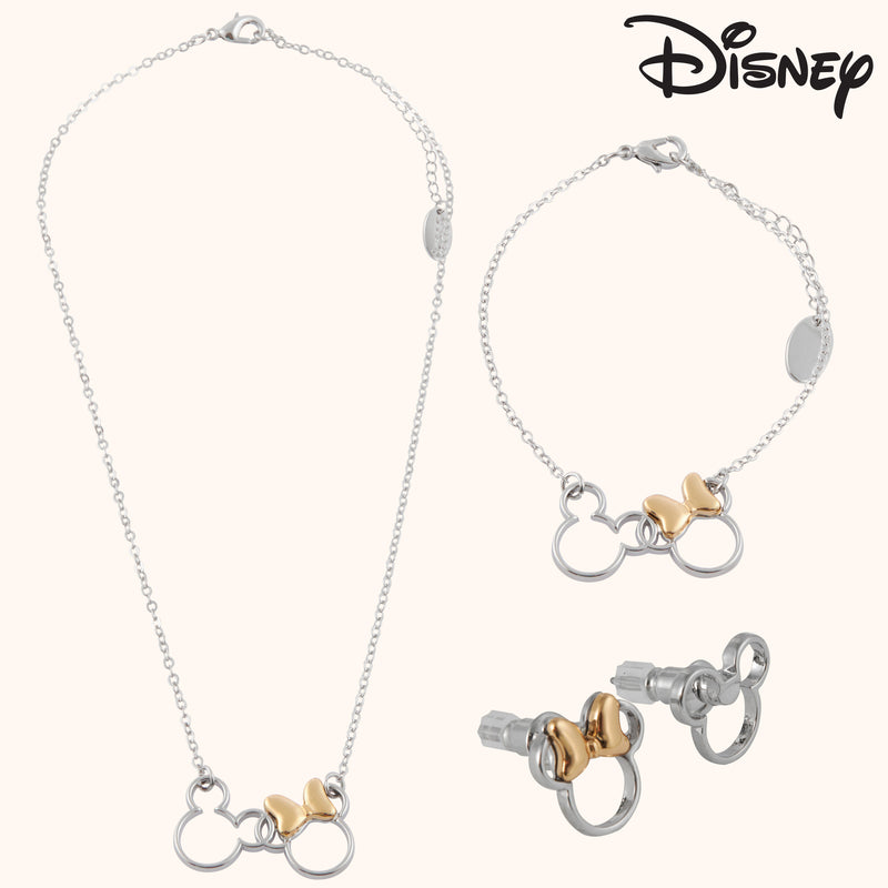 Disney Jewellery Set - Earrings, Bracelet & Necklace - Minnie/Mickey - Get Trend
