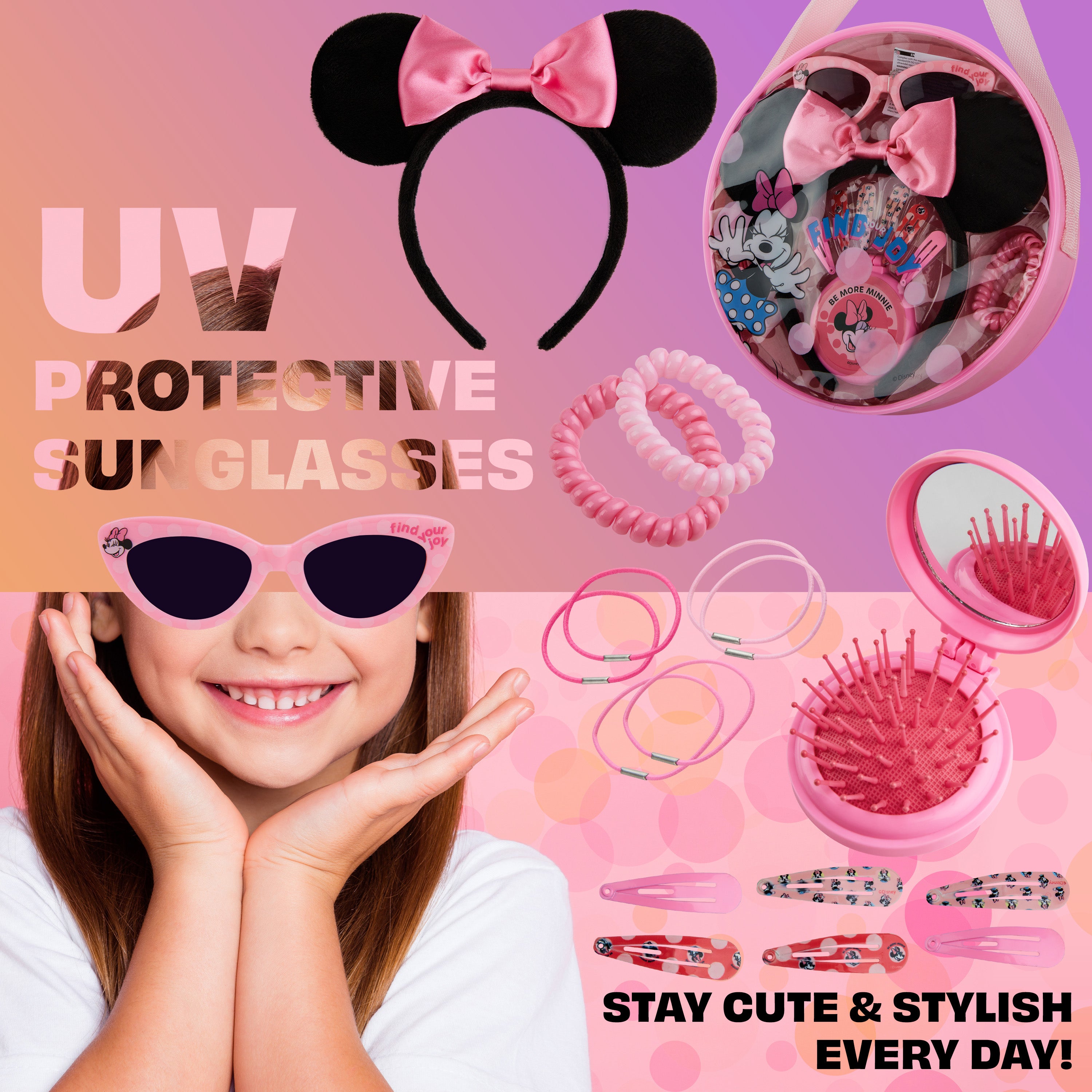 Disney Stitch Handbag for Kids Cute Shoulder Bag with UV400 Sunglasses Hair Clip Hair bands - Get Trend