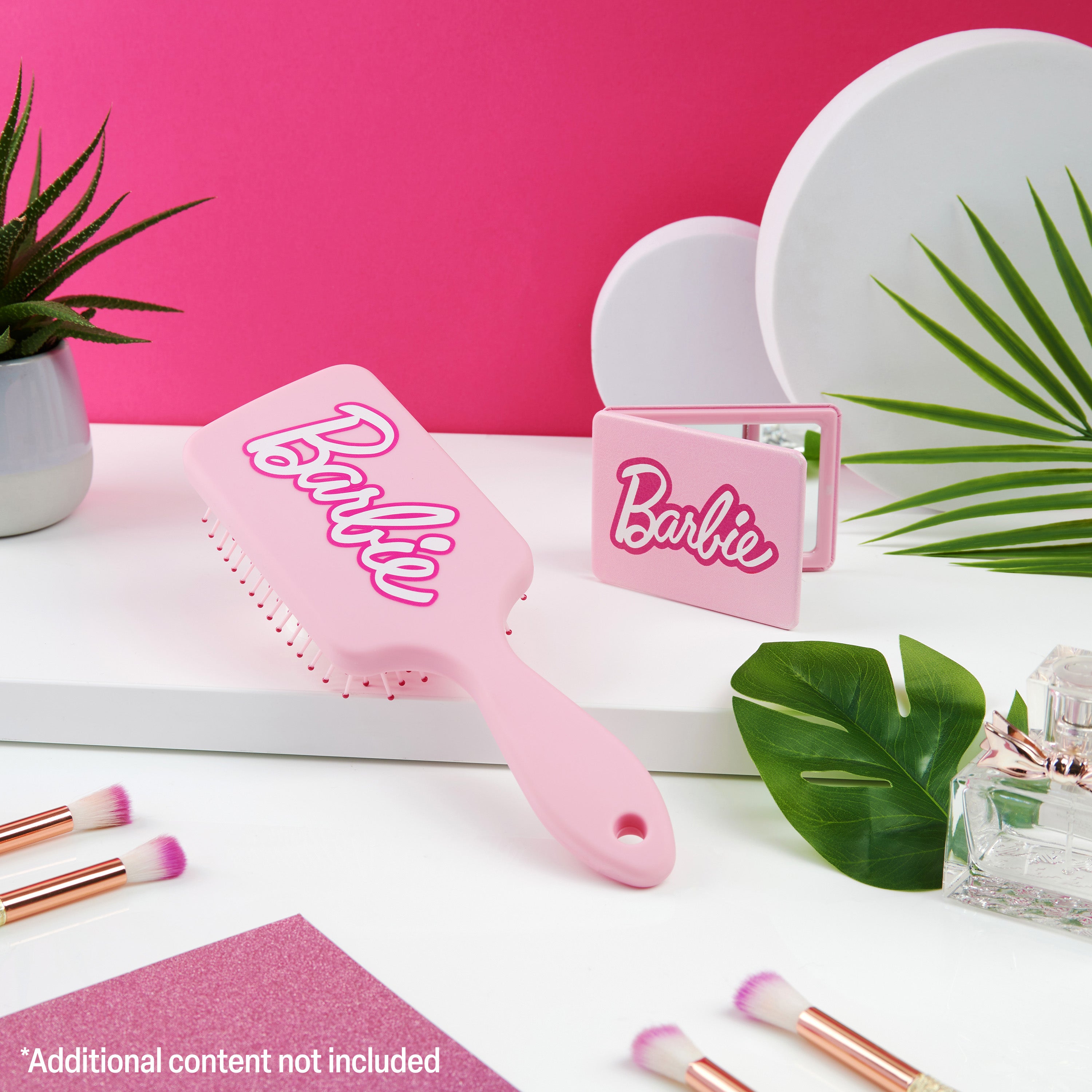 Barbie Detangle Hair Brush for Women Teenagers Girls, Paddle Brush and Compact Mirror Set - Gifts for Her - Get Trend