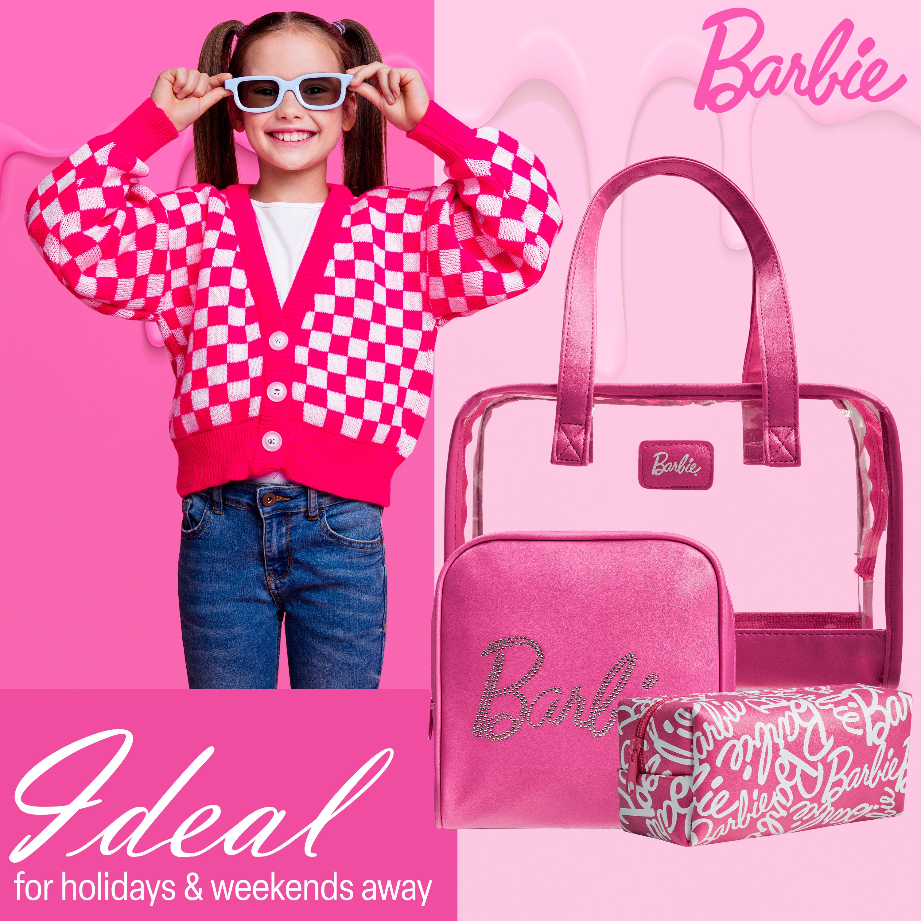 Barbie Toiletry Bags Set of 3, Zipped Wash Bag and Cosmetic Bag Holiday Essentials - Gifts for Her - Get Trend