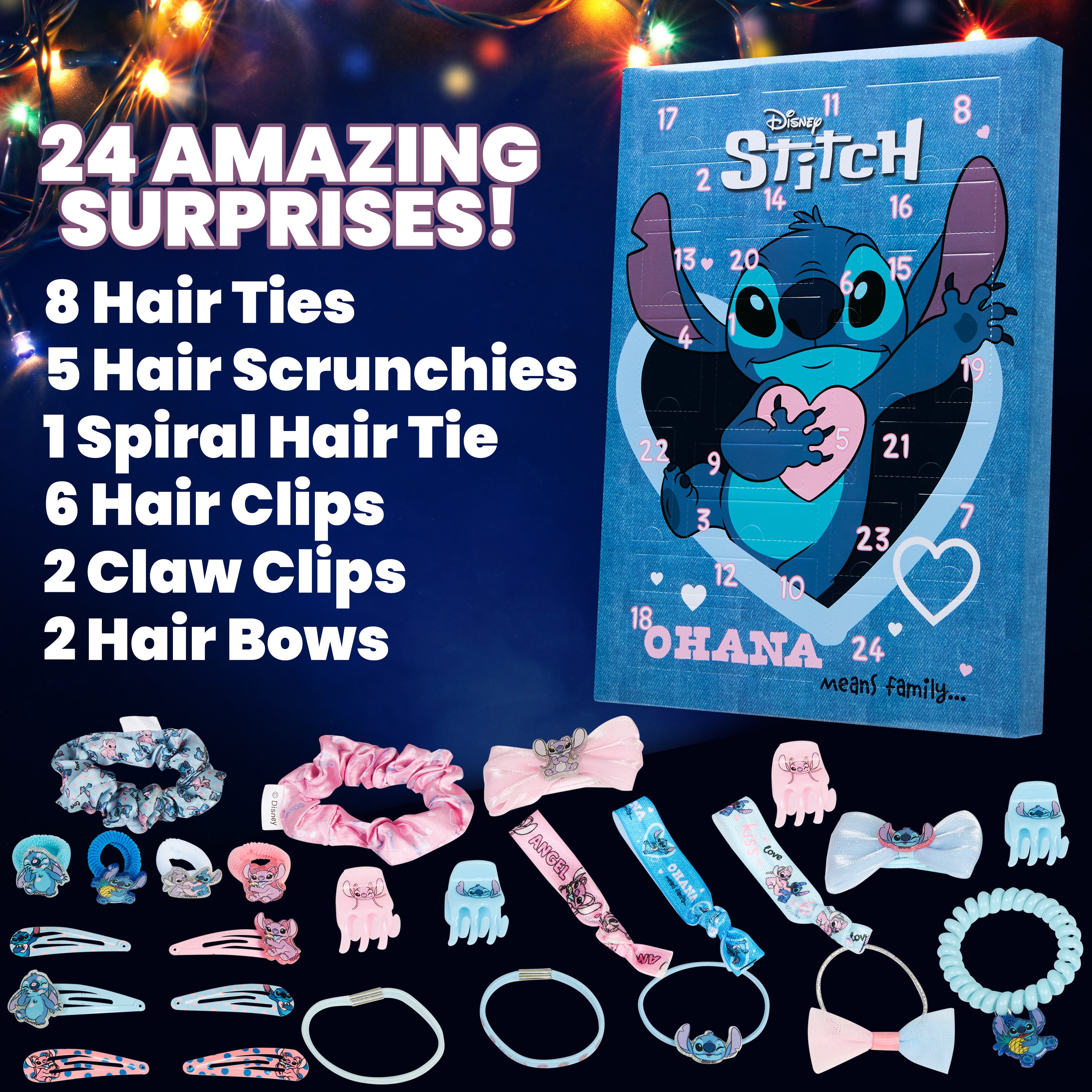 Disney Stitch Advent Calendar 2025, Girls Hair Accessories Countdown Calendar (Blue) - Get Trend