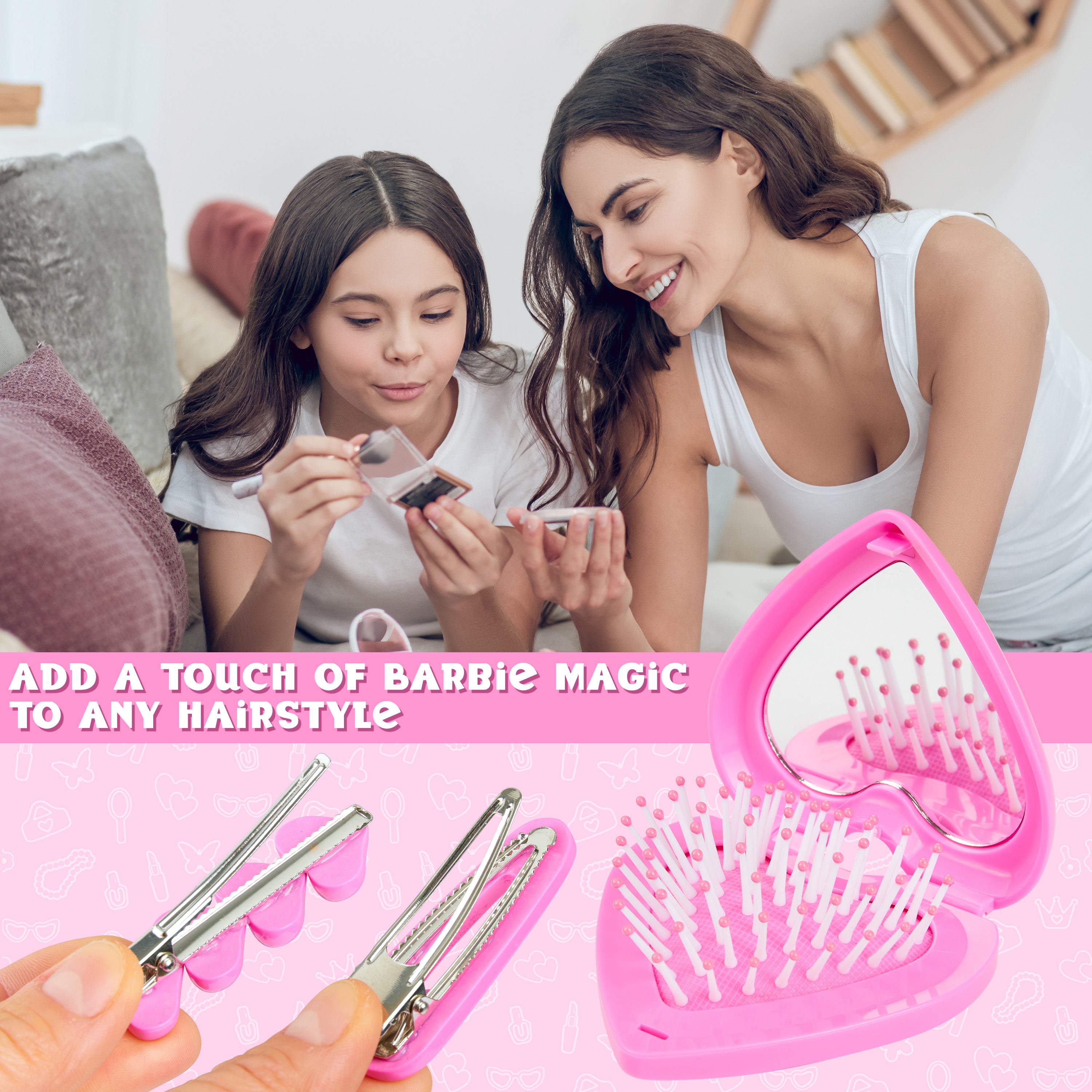 Barbie Claw Clip and Hair Accessories Set, Hair Clips Brush - Girls Gifts - Get Trend