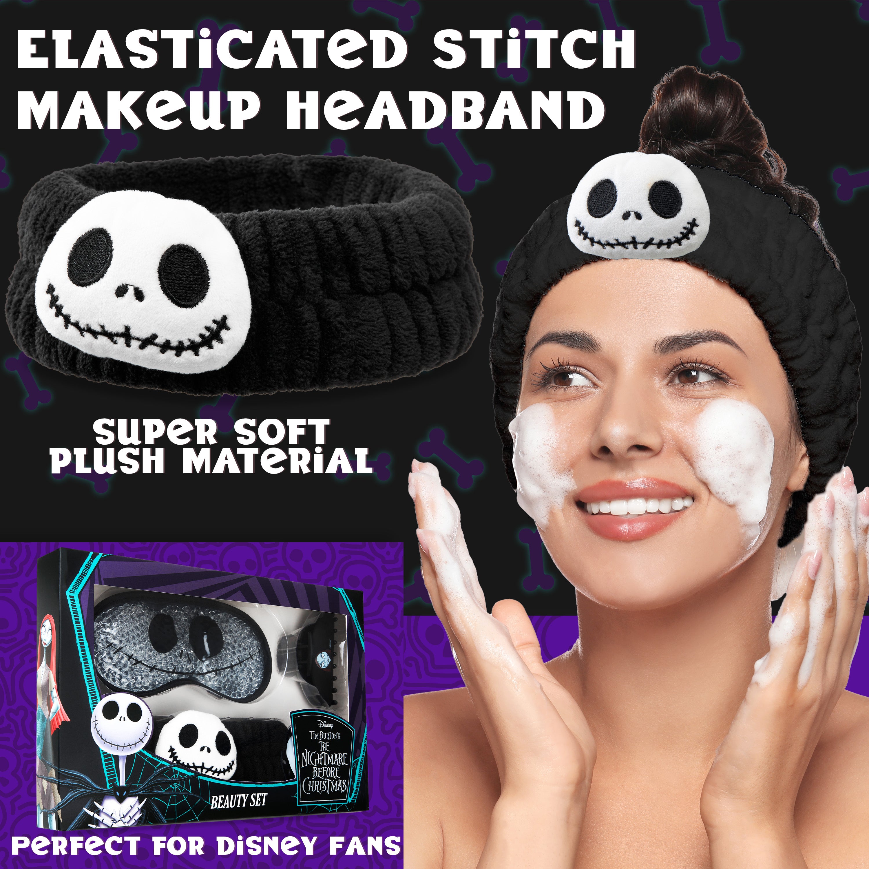 Disney Stitch Cooling Eye Mask & Beauty Accessories Set with Claw Clip Skincare Headband Soothing Cooling Eye Pads, Pampering Beauty Gifts for Women (Black) - Get Trend