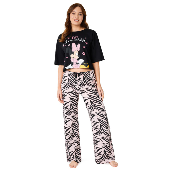 Disney Womens Pyjamas Set - Nightwear for Women - Black/Pink Minnie - Get Trend