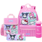 Hello Kitty Sanrio Backpack Set 4 Pcs Girls Water Bottle Pencil Case Insulated Lunch Bag - Get Trend