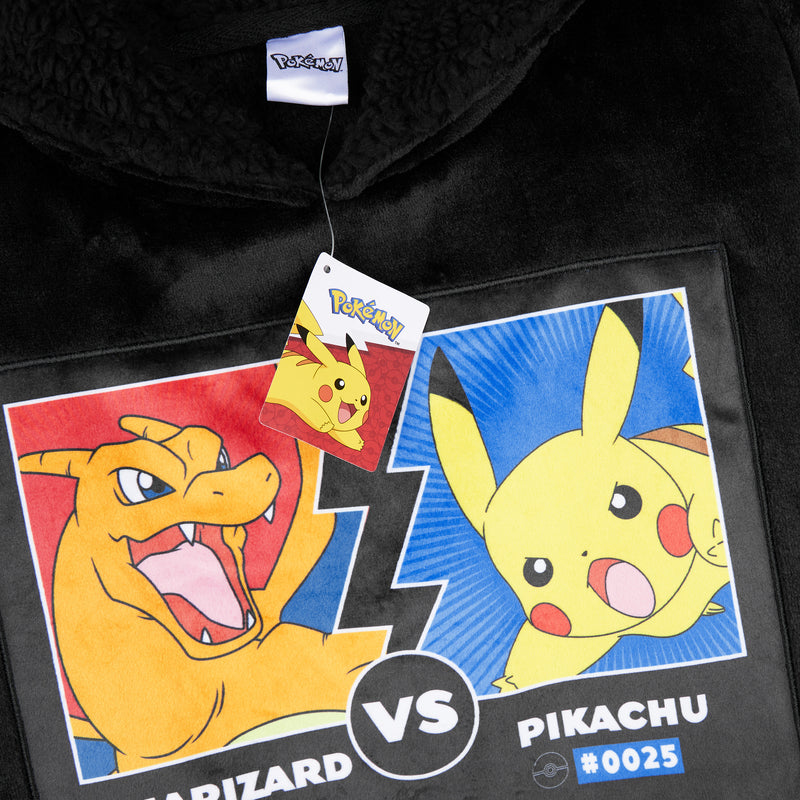 Pokemon Hoodie for Boys Teenagers - Black Charizard/Pikachu - Get Trend