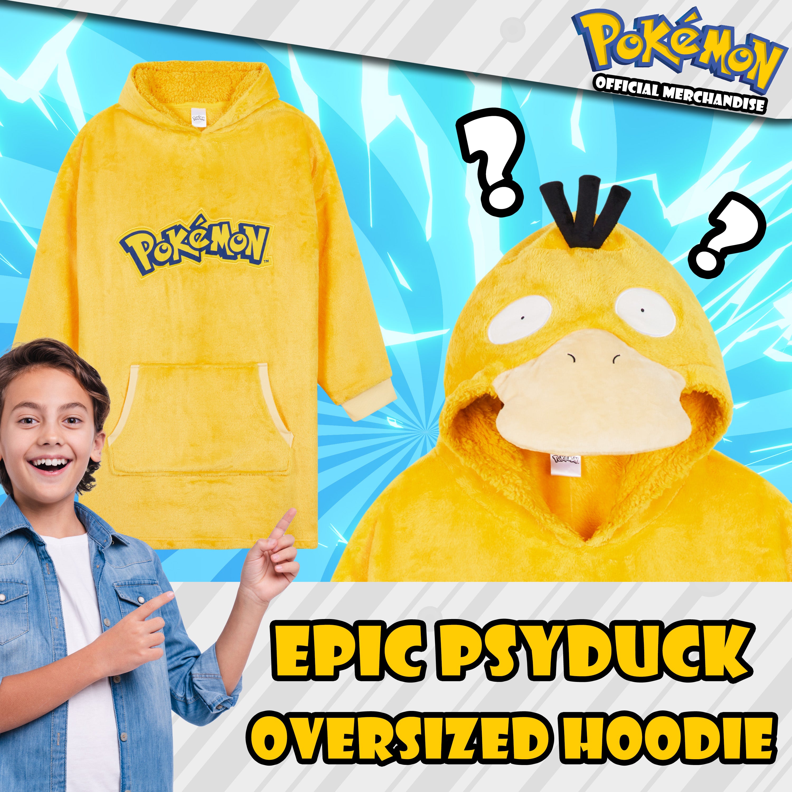 Pokemon Boys Oversized Fleece Hoodie with Sherpa-Lined Hood - Anime Gifts - Get Trend