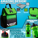 Minecraft Backpack Set 5 Pcs Water Bottle Insulated Lunch Bag Pencil Case Drawstring Bag - Get Trend