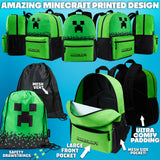 Minecraft Backpack Set 5 Pcs Water Bottle Insulated Lunch Bag Pencil Case Drawstring Bag - Get Trend