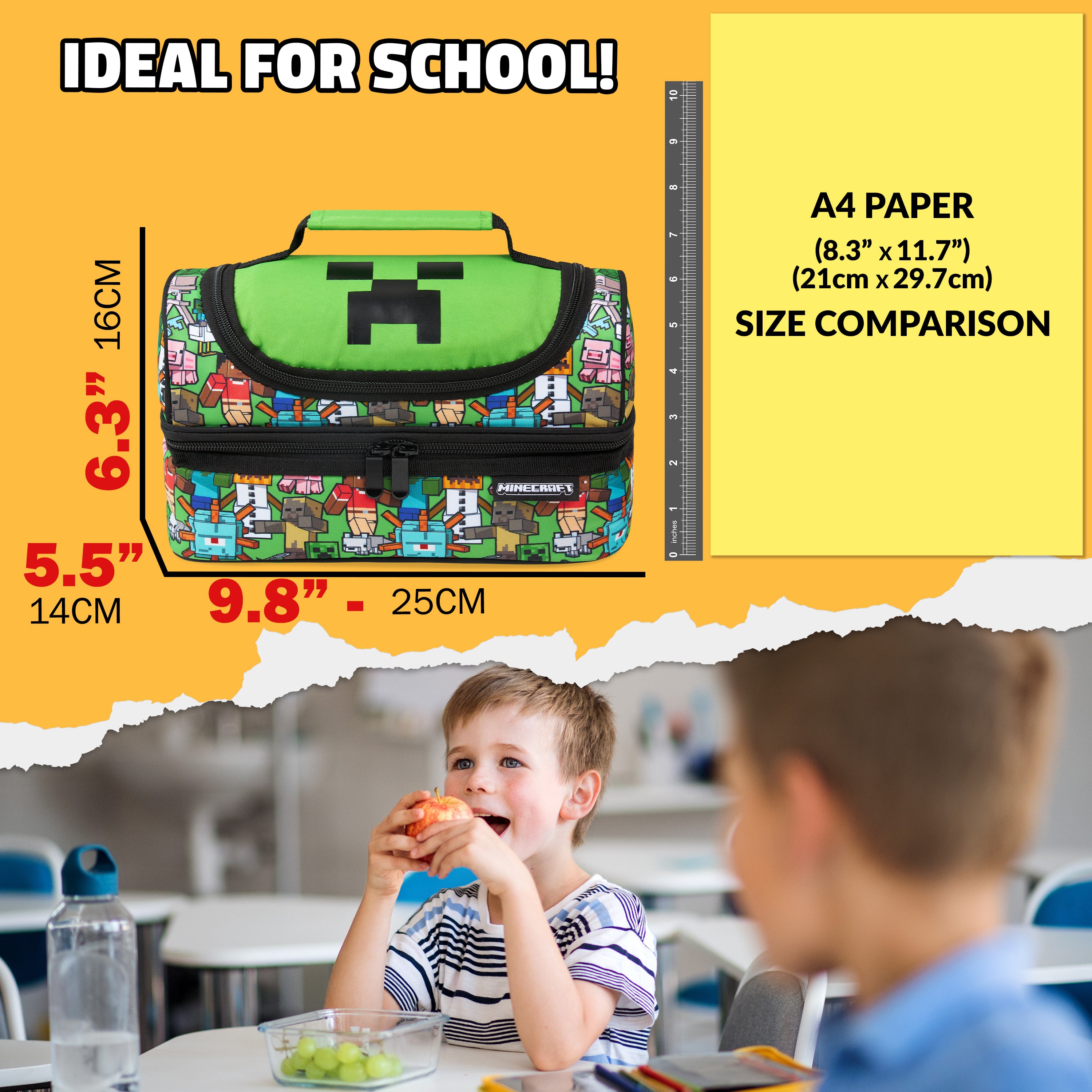 Minecraft Lunch Bag for Kids Insulated Lunch Box Creeper  Cooler Bag (Multi) - Get Trend