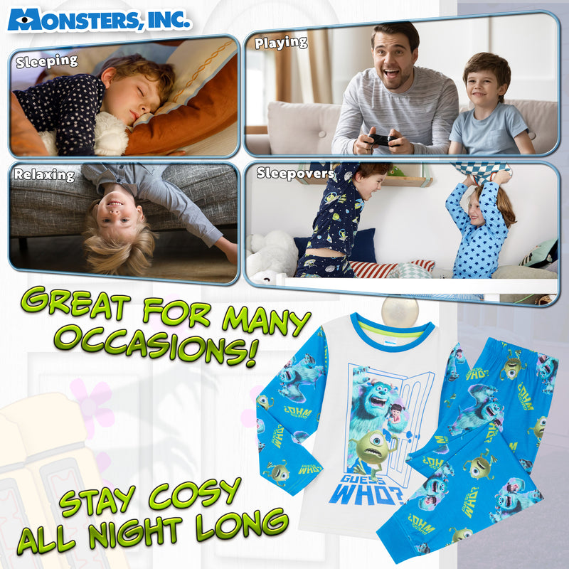 Disney Monsters Inc Pyjamas for Kids - 2 Piece Lounge Wear Long Top and Bottoms - Get Trend