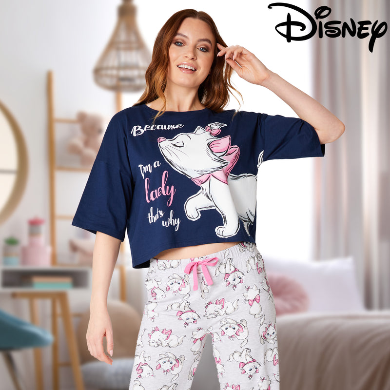 Disney Womens Pyjamas Set - Nightwear for Women - Navy/Grey Marie - Get Trend