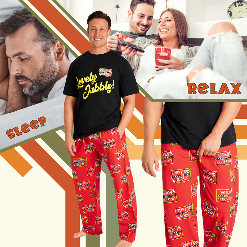 Only Fools and Horses Mens Pyjamas Set - Black/Red - Get Trend