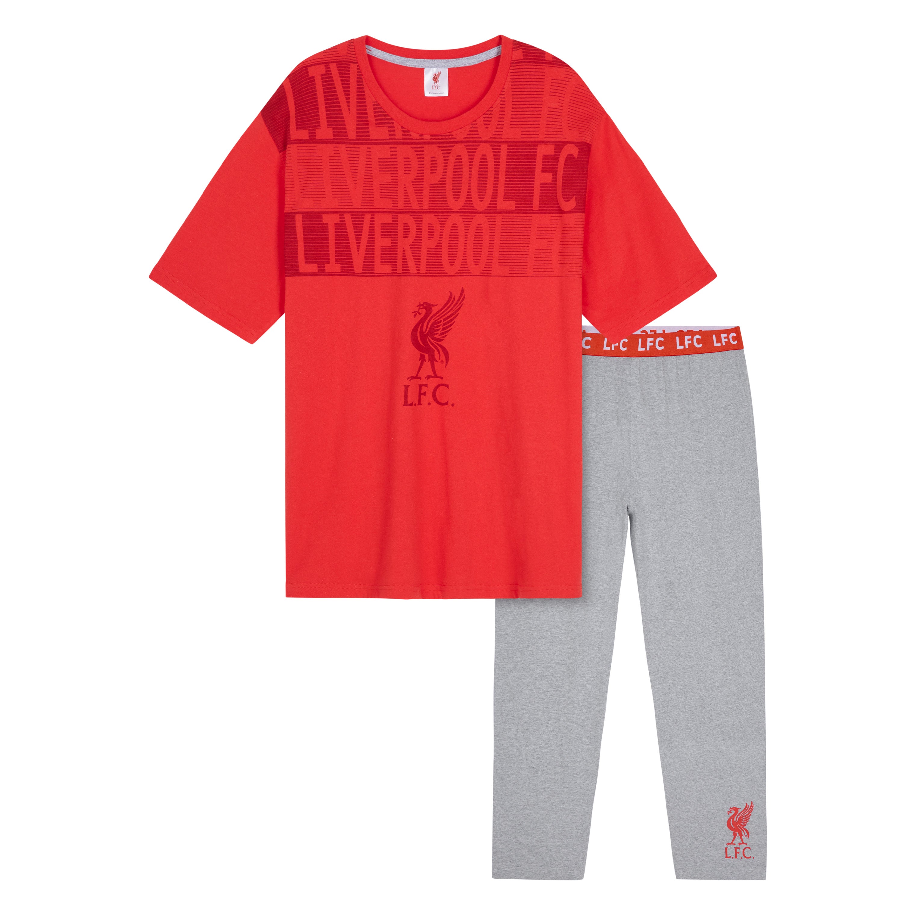 Liverpool F.C. Mens Pyjamas Set Red Grey