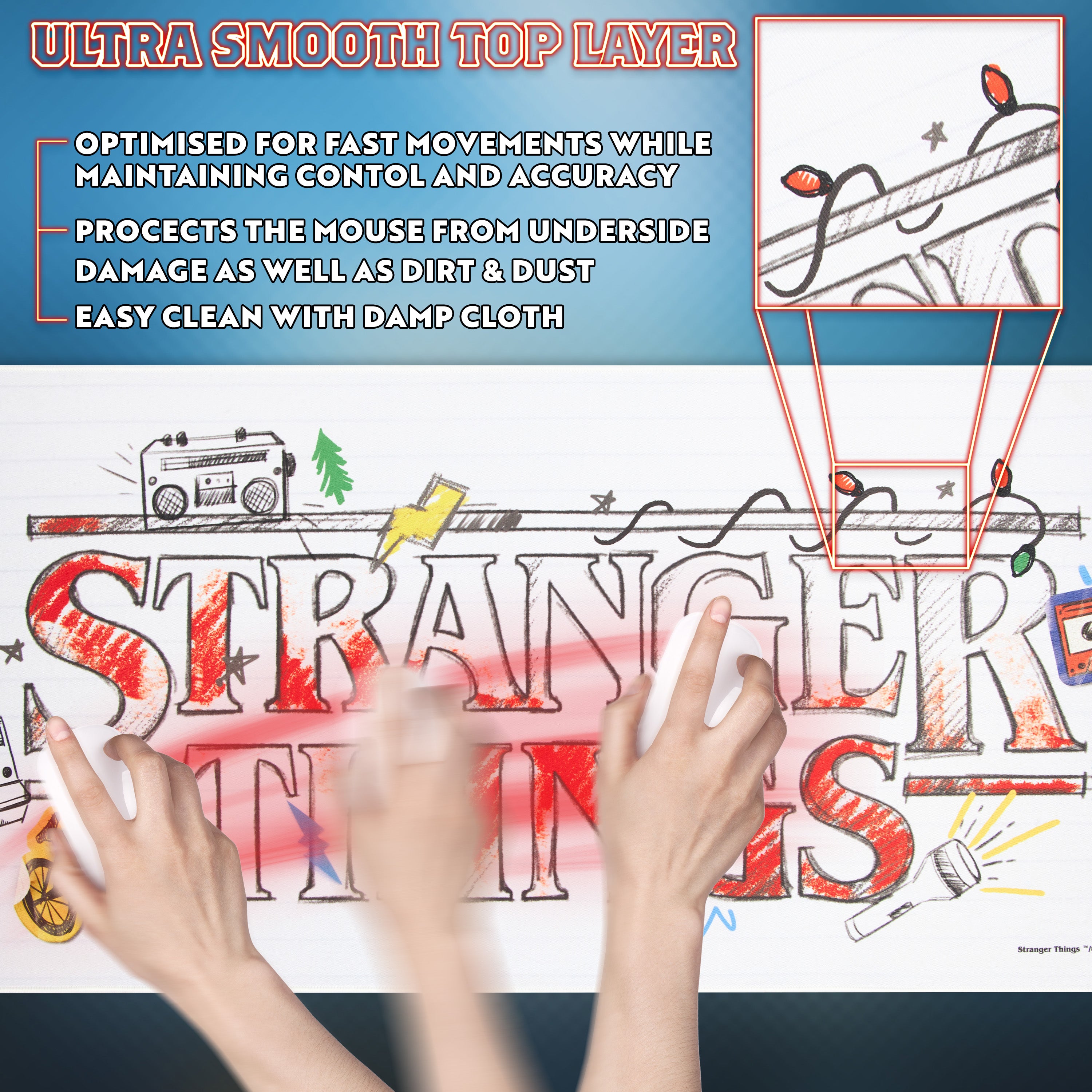 Stranger Things Desk Mat Large -Desk Protector Mat  - White - Get Trend