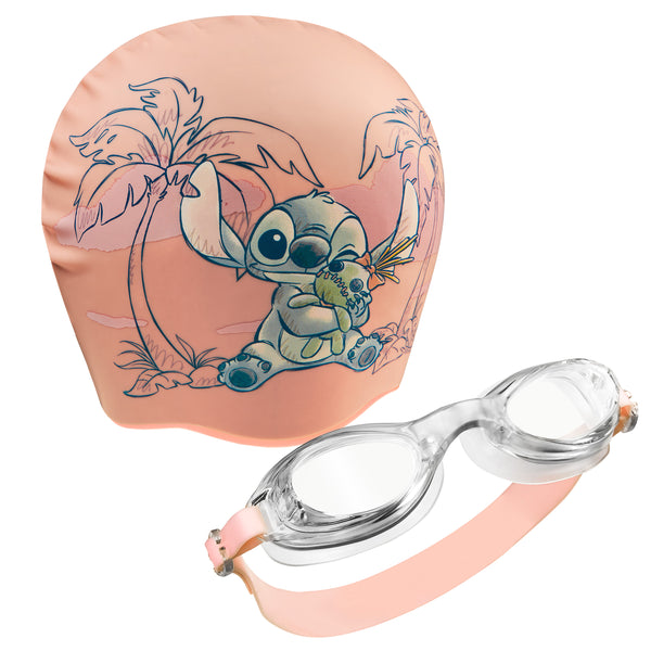 Disney Children's Swimming Goggles and Swimming Cap Set Anti-Fog UV Protection - STITCH