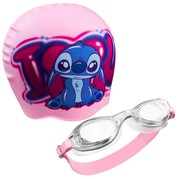 Disney Children's Swimming Goggles and Swimming Cap Set Anti-Fog UV Protection - STITCH