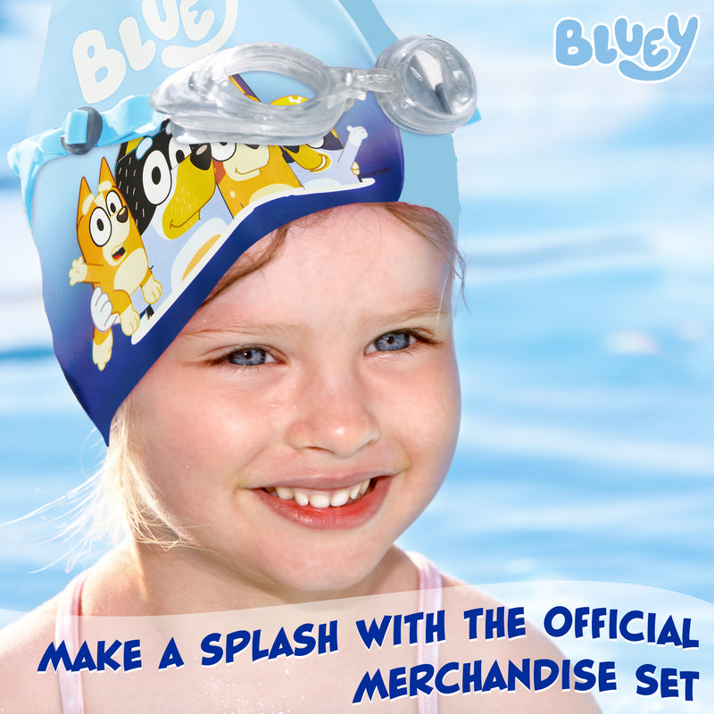 Bluey Kids Swimming Goggles and Swimming Cap Set Anti-Fog UV Protection - Get Trend