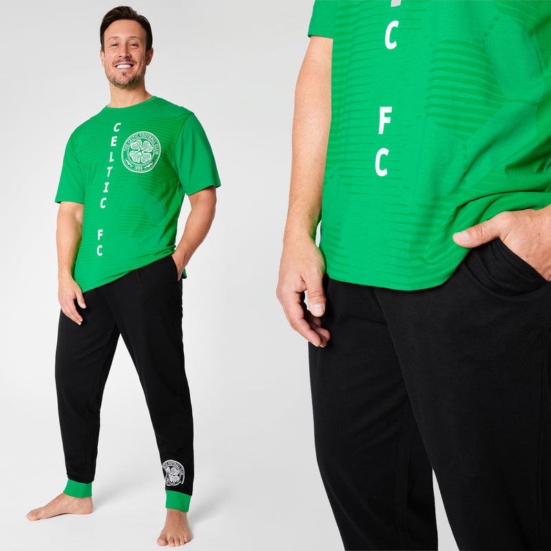 Celtic FC Mens Pyjamas Set - GREEN & BLACK - Get Trend