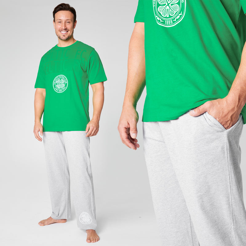 Celtic FC Mens Pyjamas Set - GREEN & GRAY - Get Trend