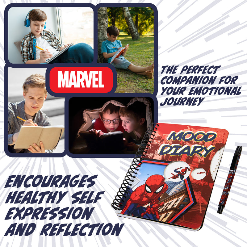 Marvel Kids Diary - Spiderman Mood Journal with Stickers and Pen - Get Trend
