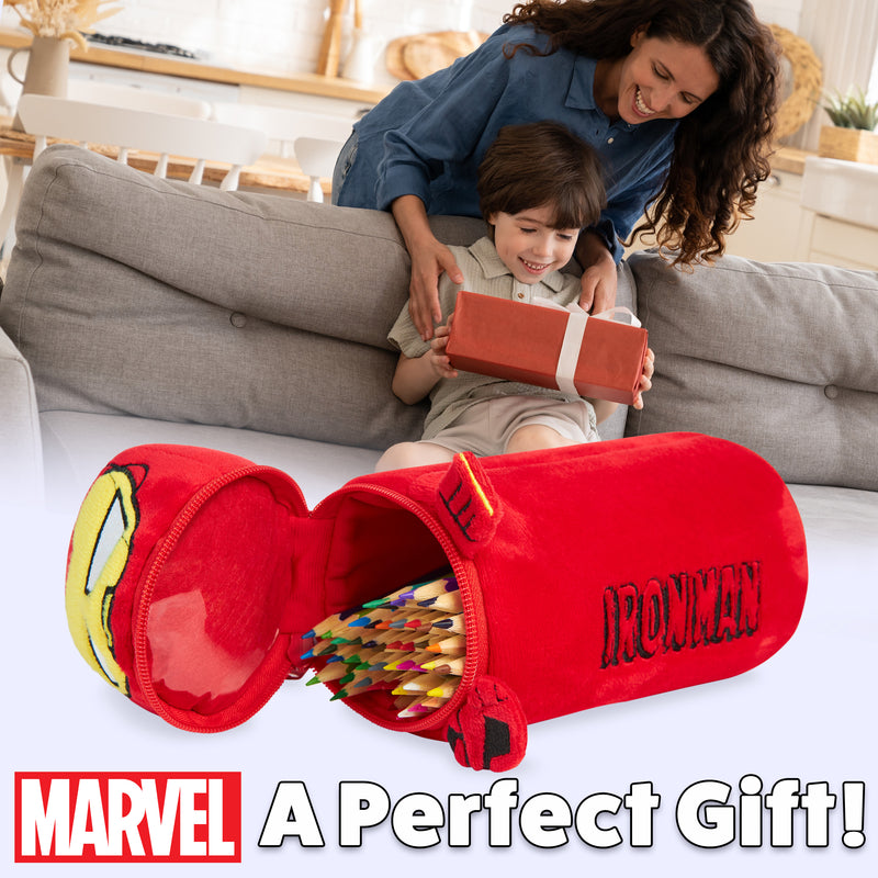 Marvel Pencil Case with 48 Colouring Pencils Included - Red Iron Man - Get Trend