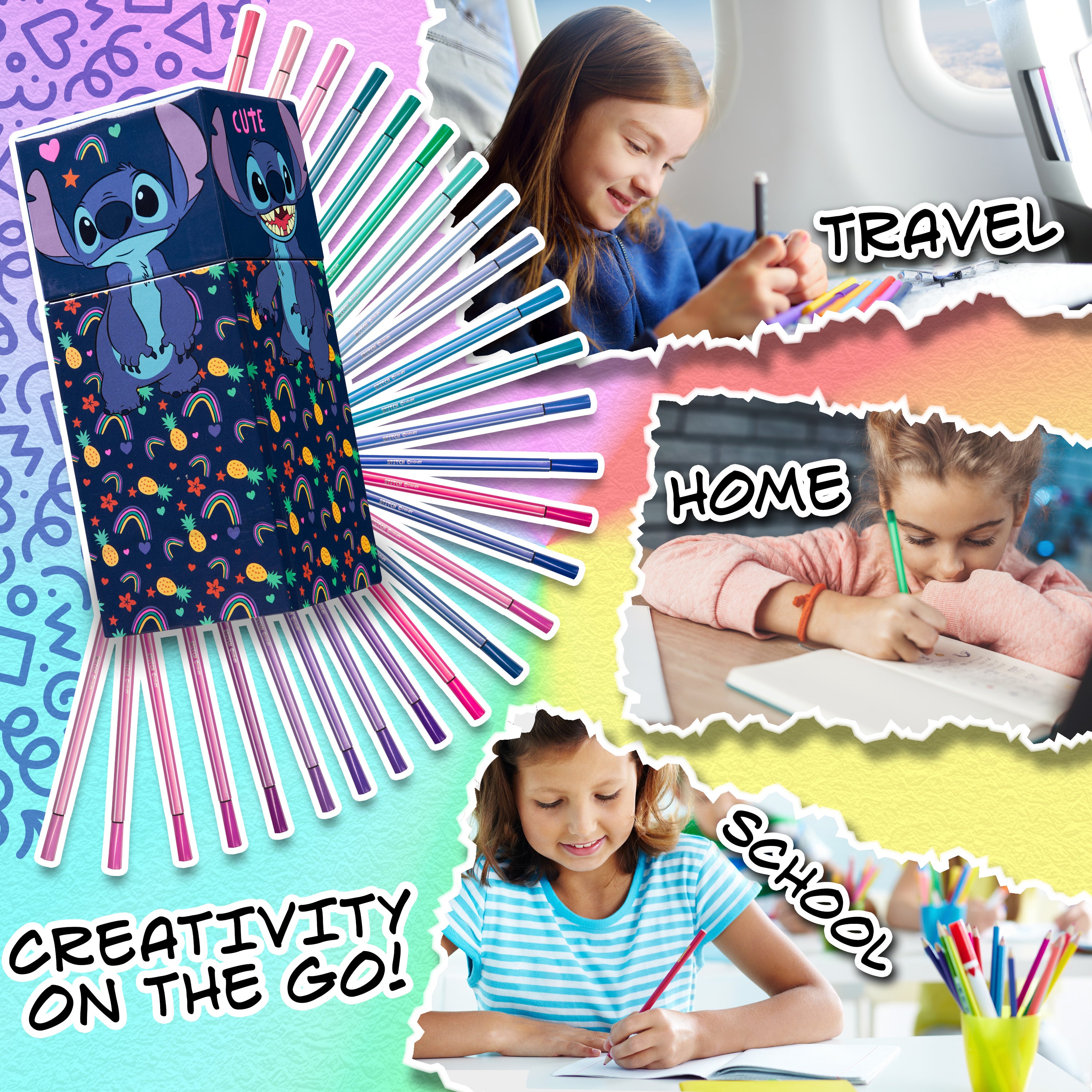Disney Stitch Colouring Pens for Kids Felt Tip Pens Art Supplies - Stitch Gifts (Blue) - Get Trend