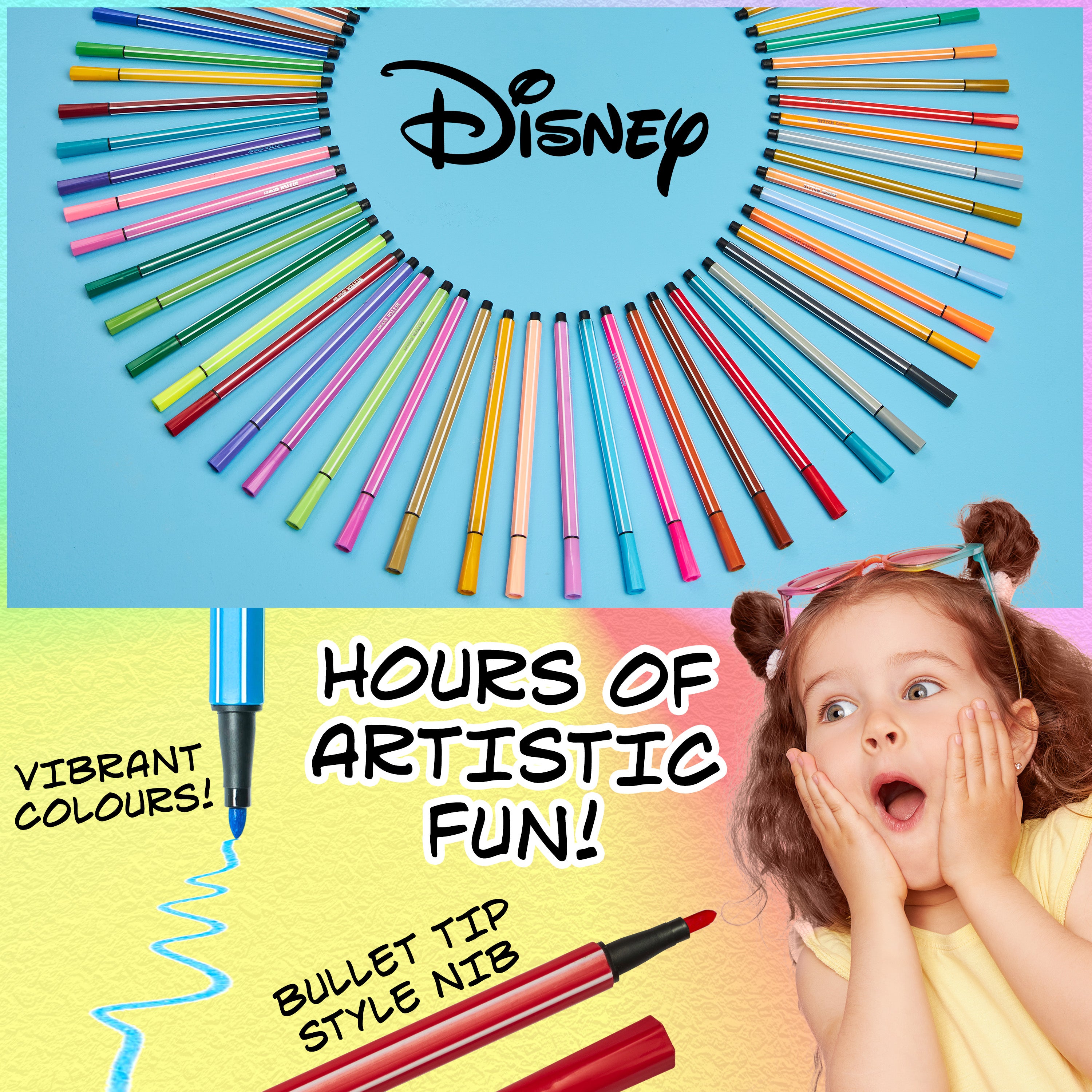 Disney Stitch Colouring Pens for Kids Felt Tip Pens Art Supplies - Stitch Gifts (Blue) - Get Trend