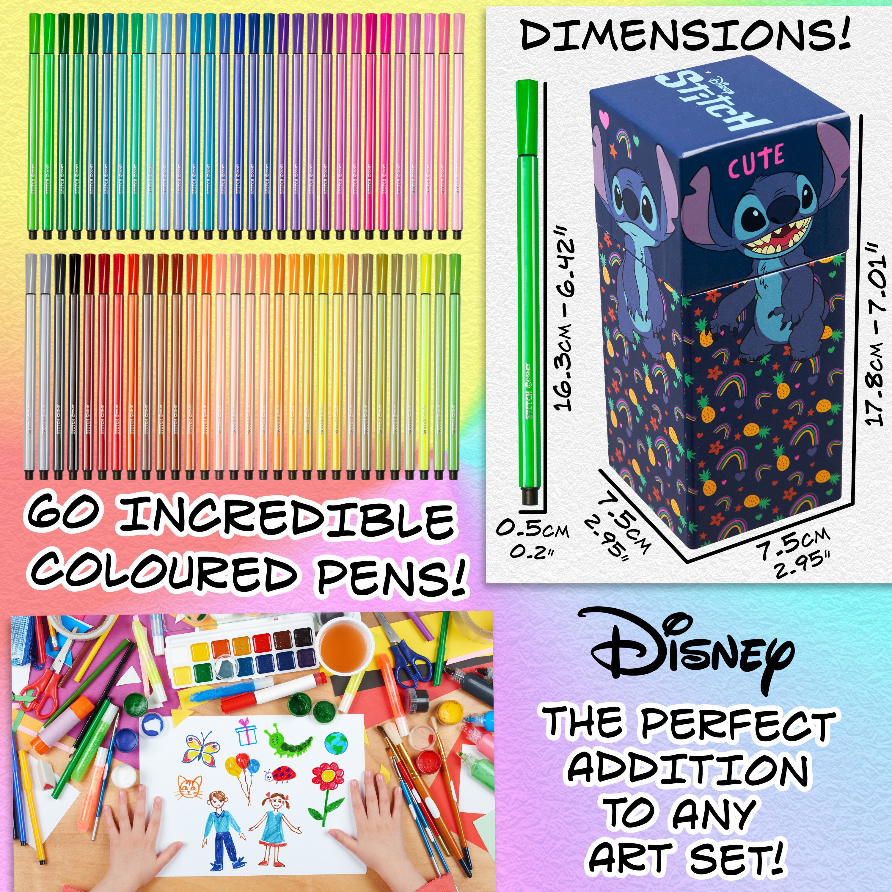 Disney Stitch Colouring Pens for Kids Felt Tip Pens Art Supplies - Stitch Gifts (Blue) - Get Trend