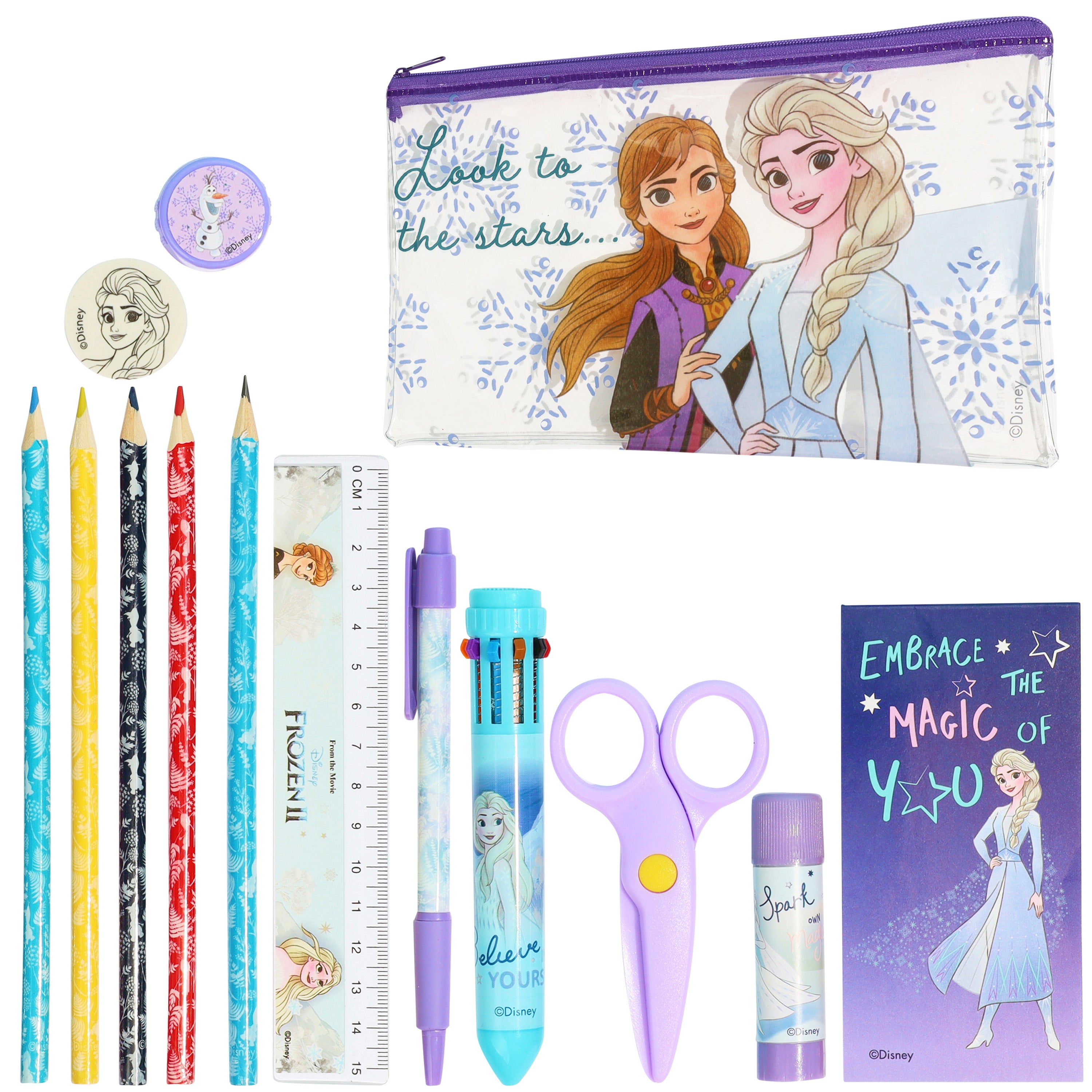 Disney Frozen Girls Pencil Case with Cute Stationery Included, School Supplies - Get Trend