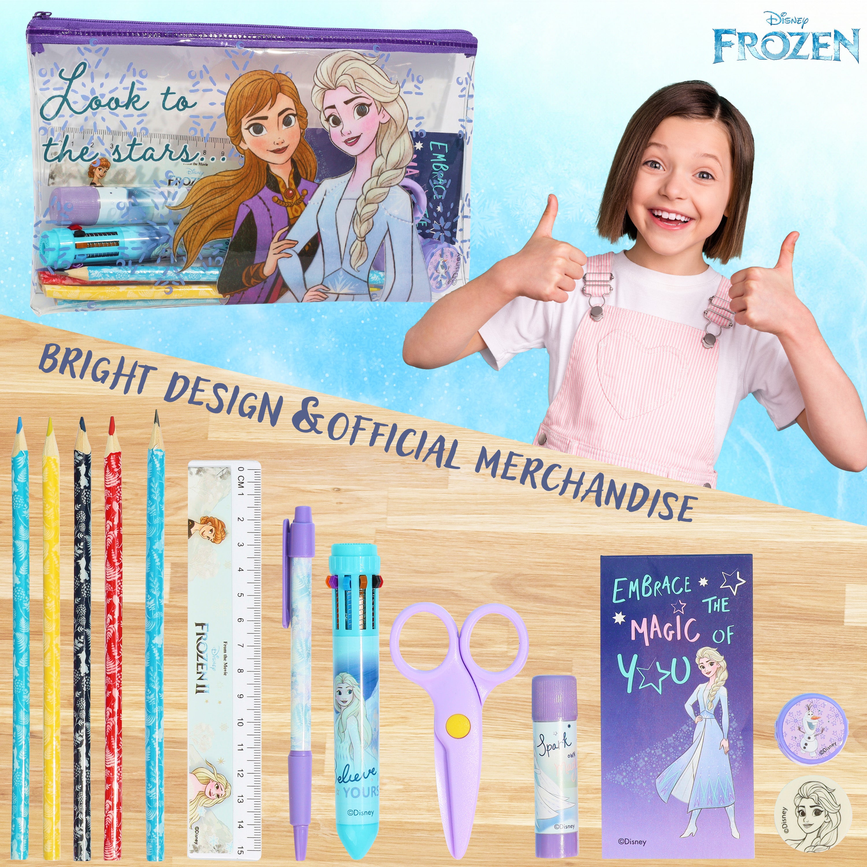 Disney Frozen Girls Pencil Case with Cute Stationery Included, School Supplies - Get Trend