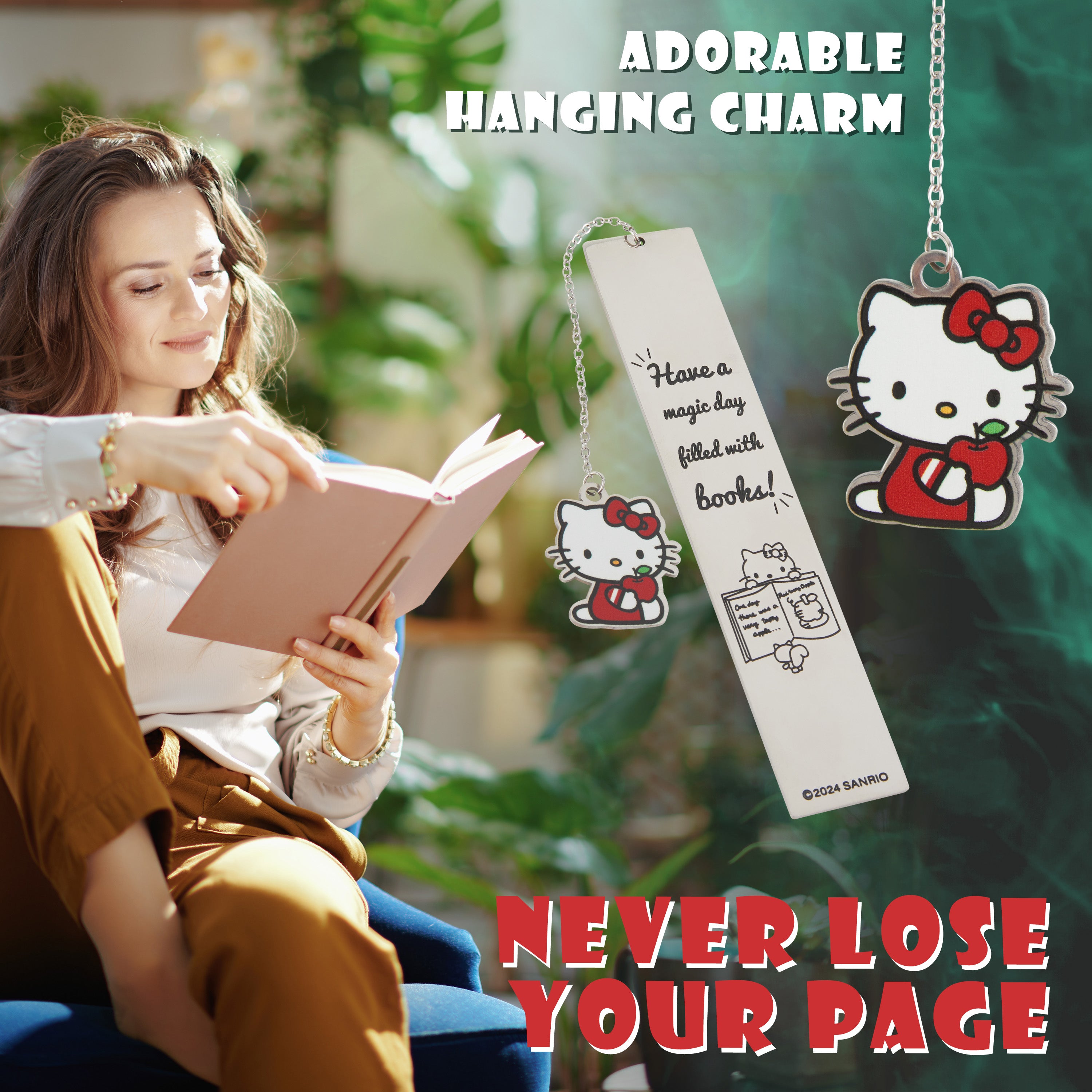 Hello Kitty Metal Bookmark with Hanging Charm, School University Reading Gifts - Get Trend
