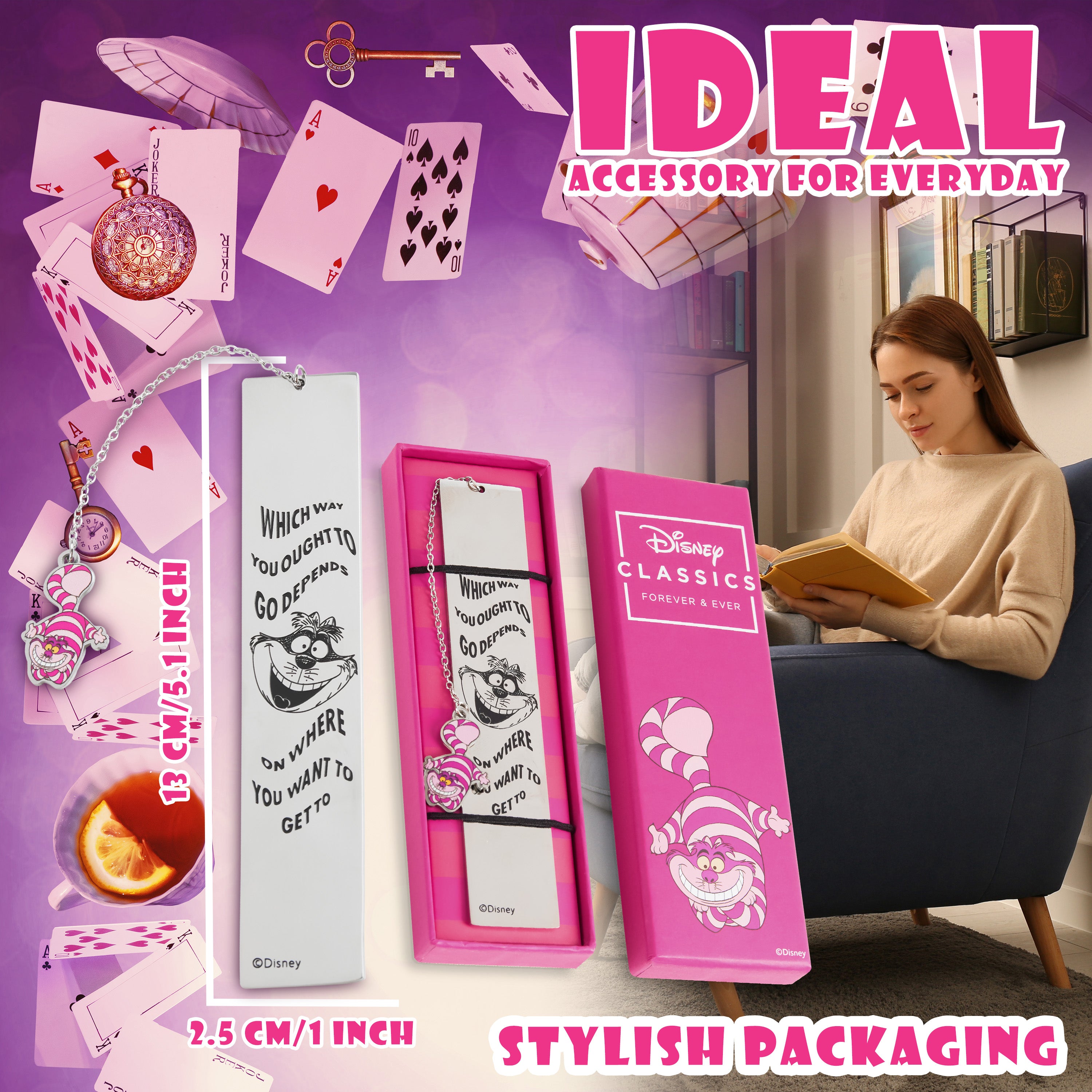 Disney Metal Bookmarks for Women, Inspirational Quote & Charm - Gifts for Her - Get Trend