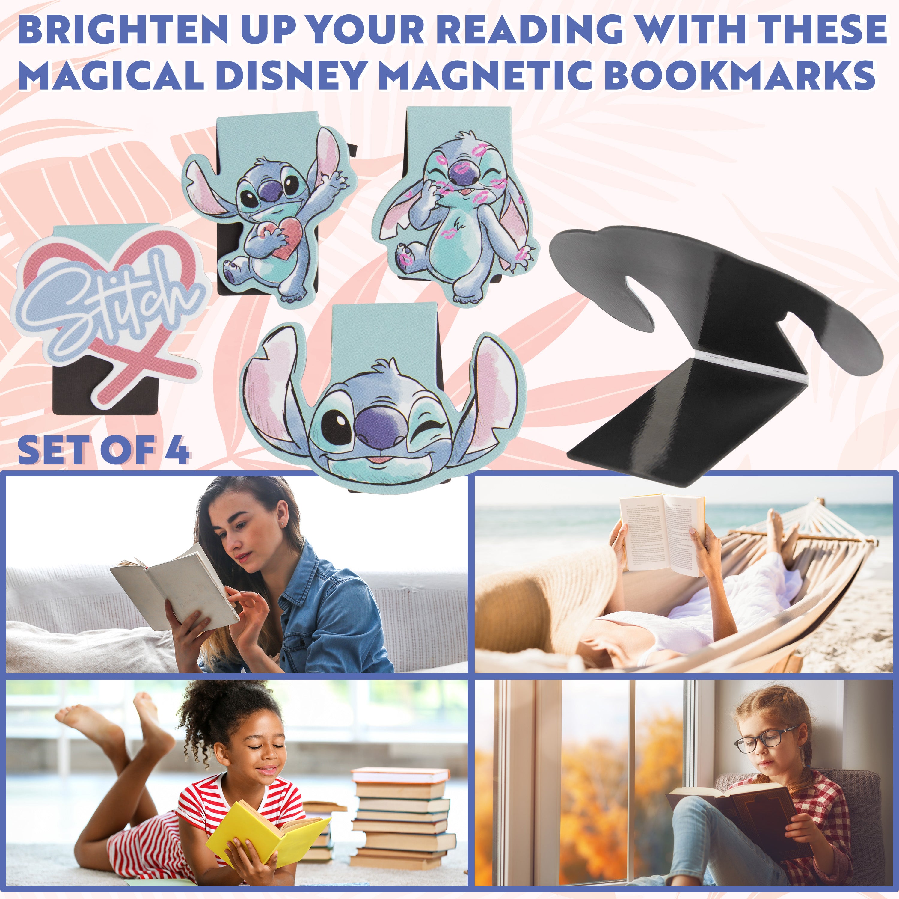 Disney Stitch Magnetic Bookmark Page Clip Pack of 4 - Stitch Gifts for Her (Blue 4 Pack) - Get Trend