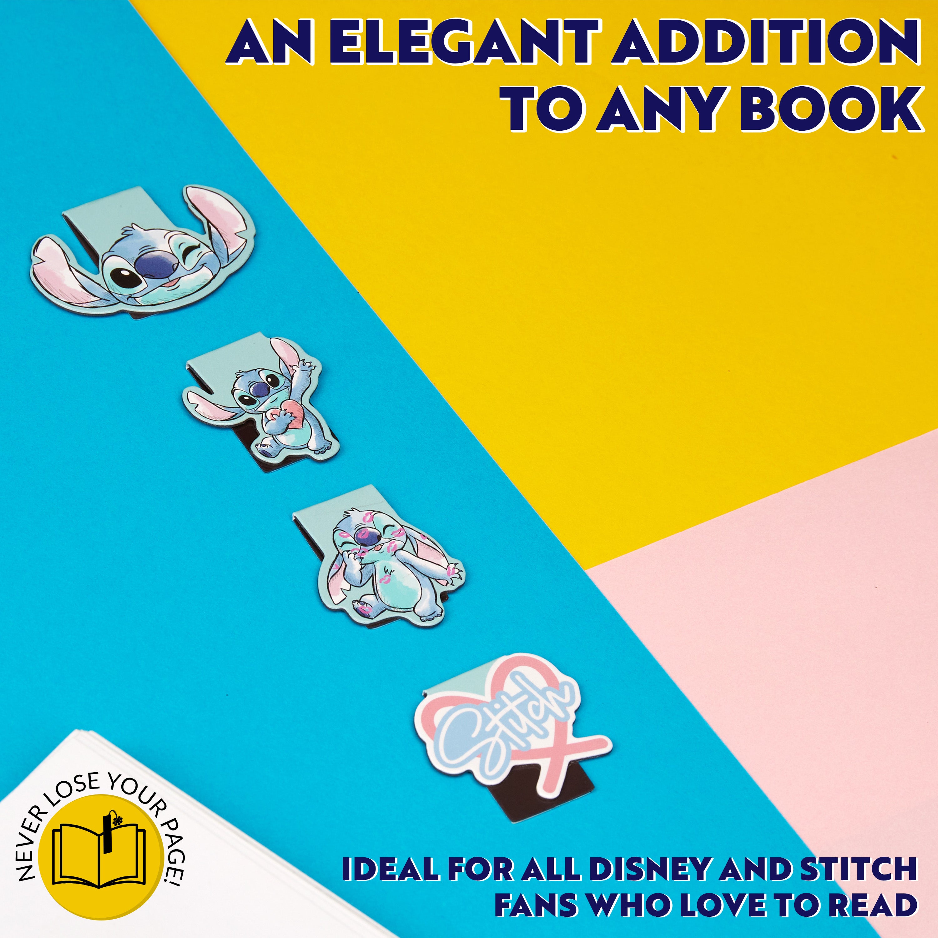 Disney Stitch Magnetic Bookmark Page Clip Pack of 4 - Stitch Gifts for Her (Blue 4 Pack) - Get Trend