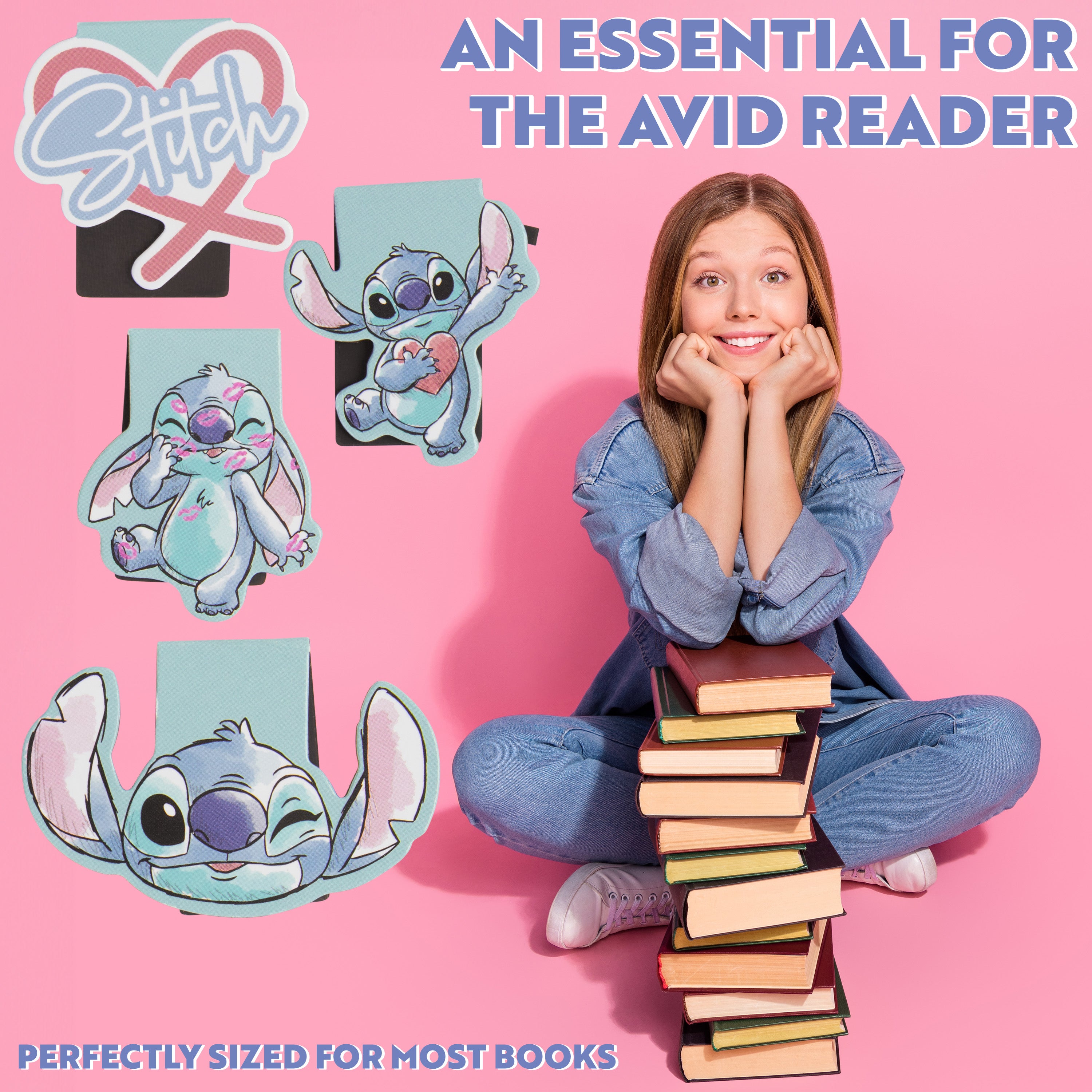 Disney Stitch Magnetic Bookmark Page Clip Pack of 4 - Stitch Gifts for Her (Blue 4 Pack) - Get Trend