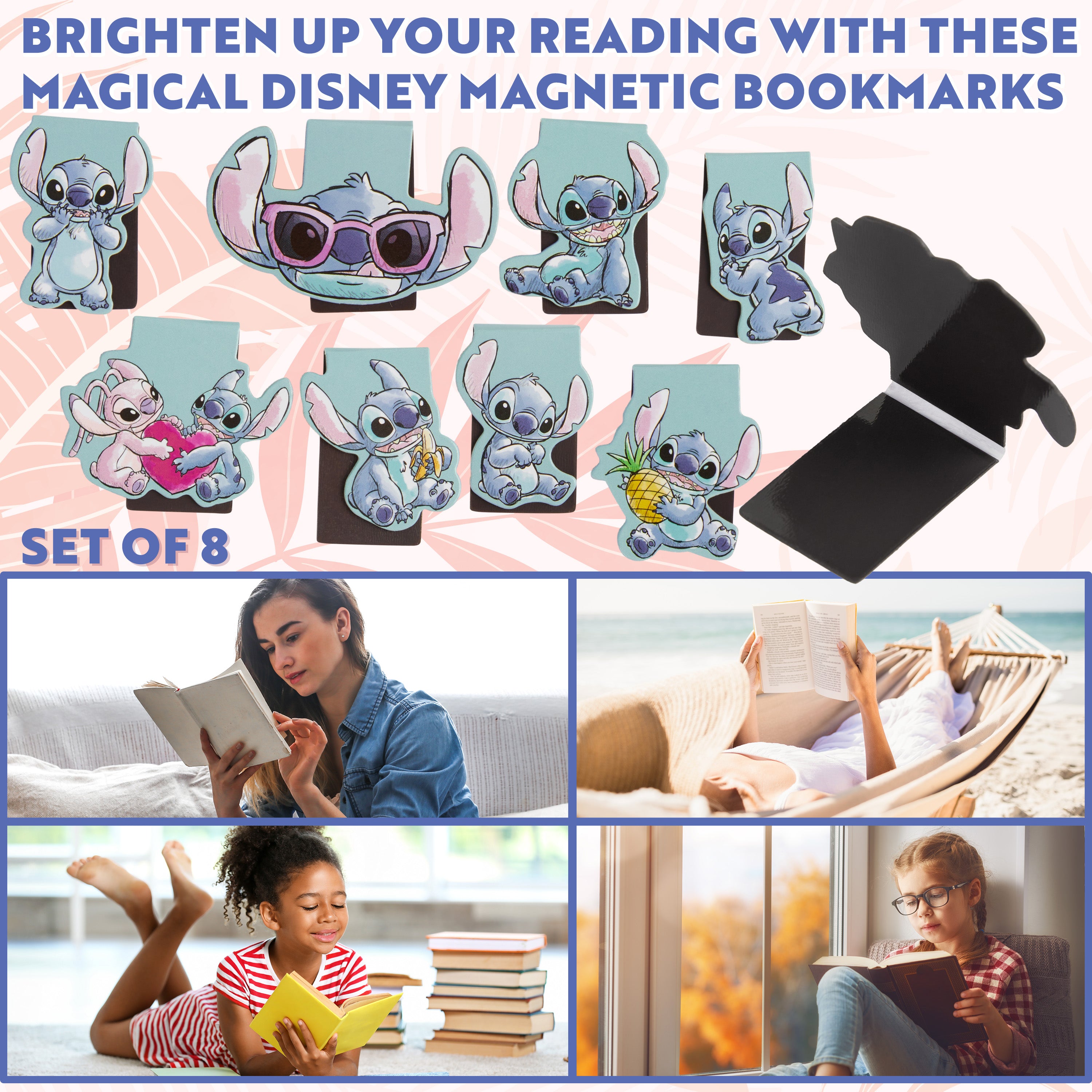 Disney Stitch Magnetic Bookmark Page Clip Pack of 8 - Stitch Gifts for Her (Blue 8 Pack) - Get Trend