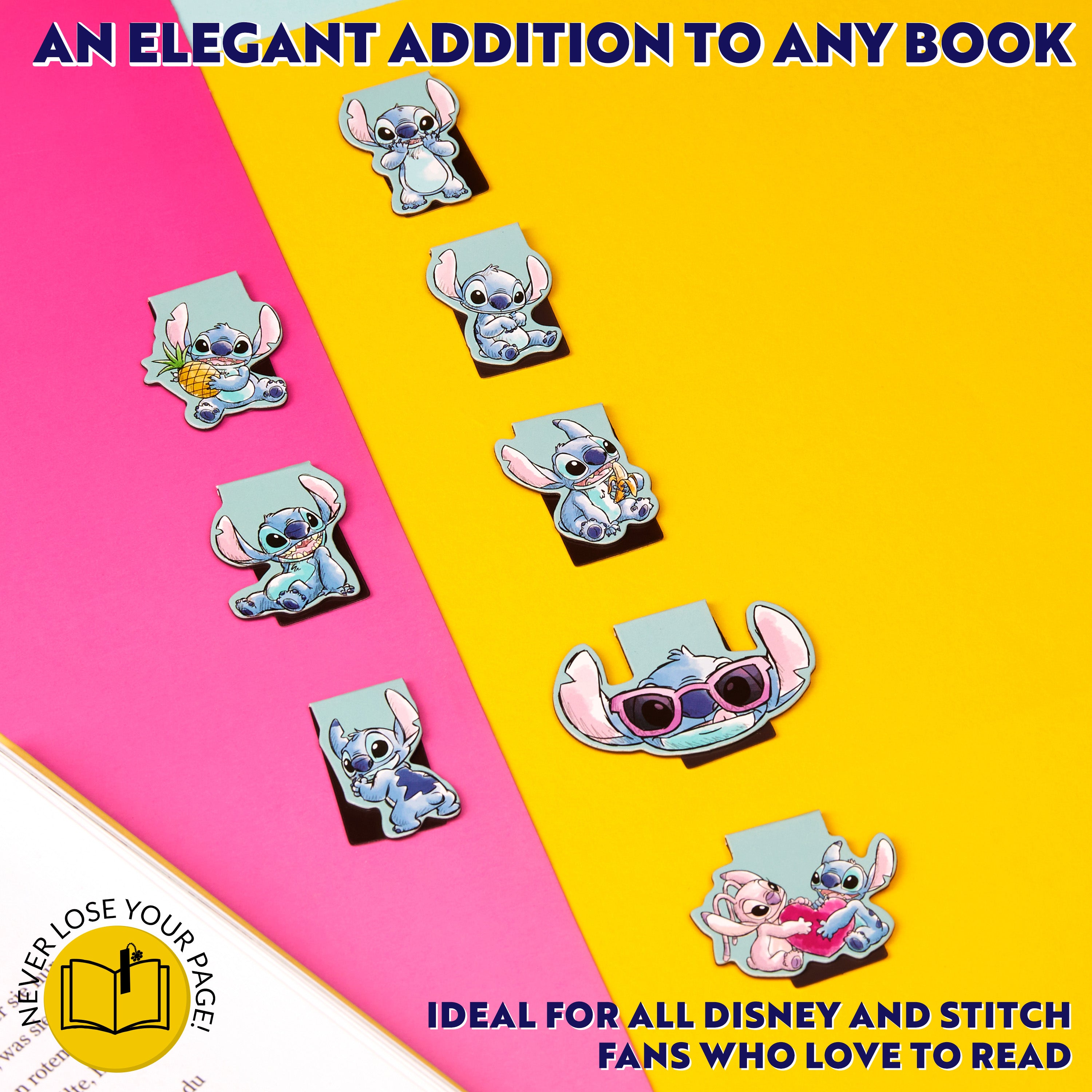 Disney Stitch Magnetic Bookmark Page Clip Pack of 8 - Stitch Gifts for Her (Blue 8 Pack) - Get Trend