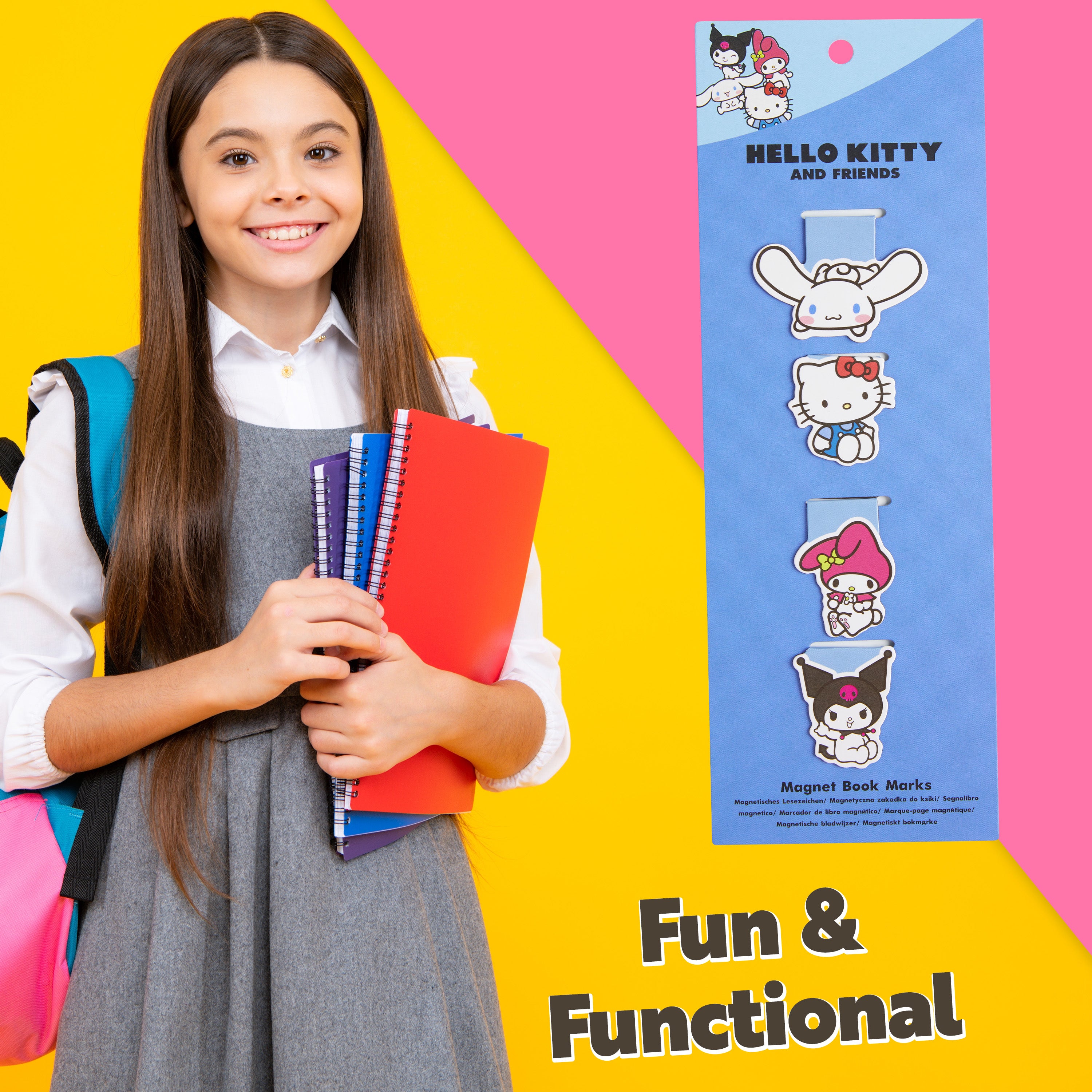 Hello Kitty Magnetic Bookmark Page Clip Pack of 4 School Reading Gifts for Her - Get Trend
