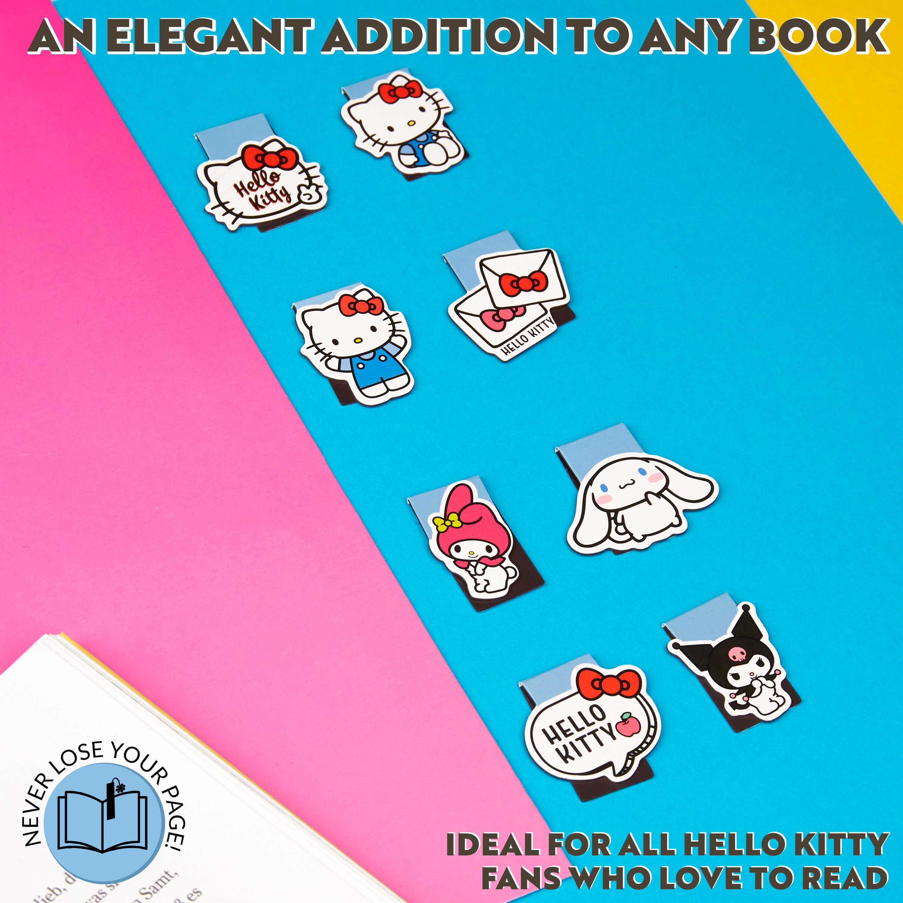 Hello Kitty Magnetic Bookmark Page Clip Pack of 8 School Reading Gifts for Her (Blue 8 Pack) - Get Trend
