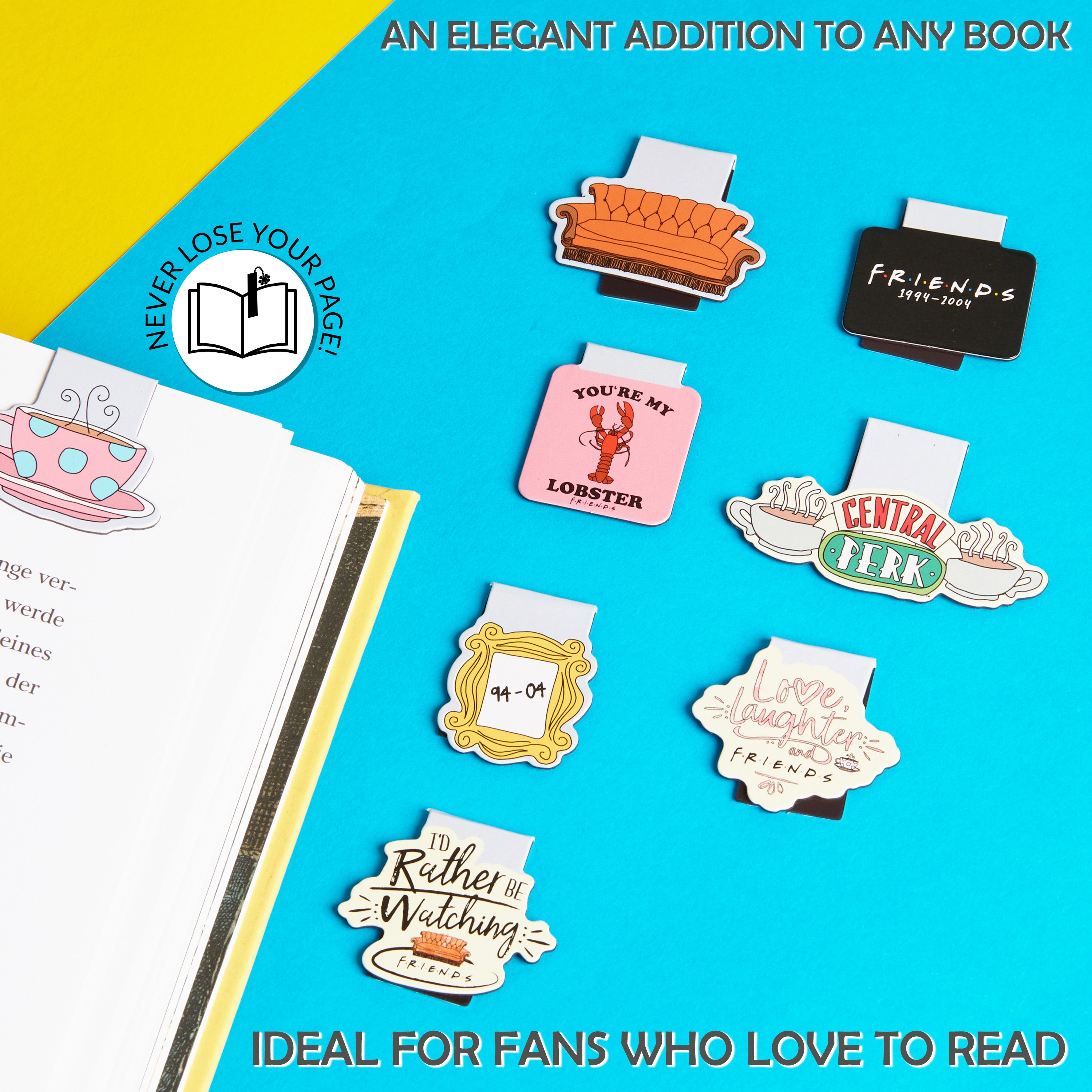 FRIENDS Magnetic Bookmark Page Clip Pack of 8 School Reading Gifts - Get Trend