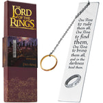 Lord of The Rings Metal Bookmarks Adults Teens Kids with Gift Box Book Marker with Quote and Charm - School University Graduation Reading Gift Box (Silver with Ring) - Get Trend