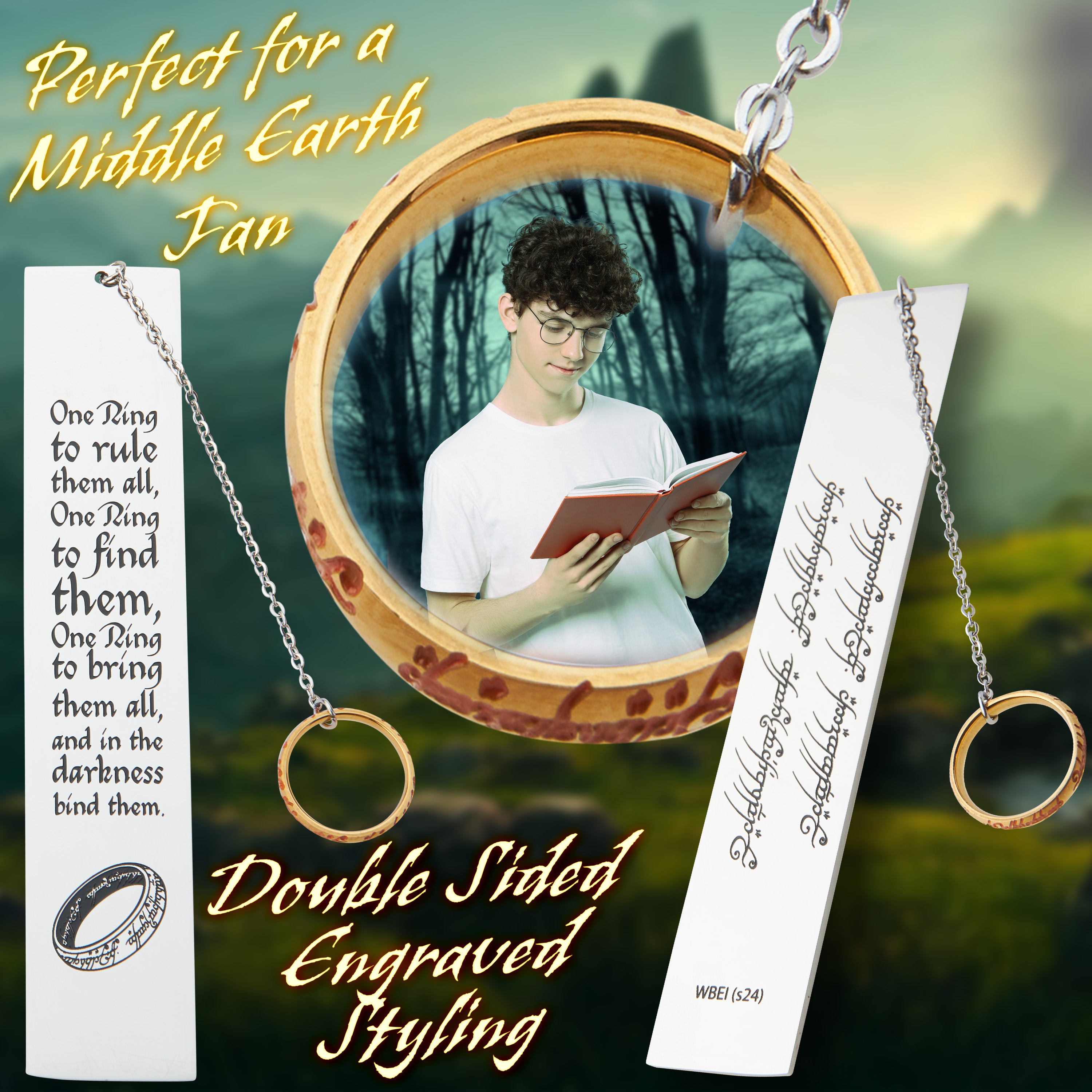 Lord of The Rings Metal Bookmarks Adults Teens Kids with Gift Box Book Marker with Quote and Charm - School University Graduation Reading Gift Box (Silver with Ring) - Get Trend