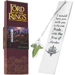 Lord of The Rings Metal Bookmarks Adults Teens Kids with Gift Box Book Marker with Quote and Charm - School University Graduation Reading Gift Box (Silver with Leaf) - Get Trend