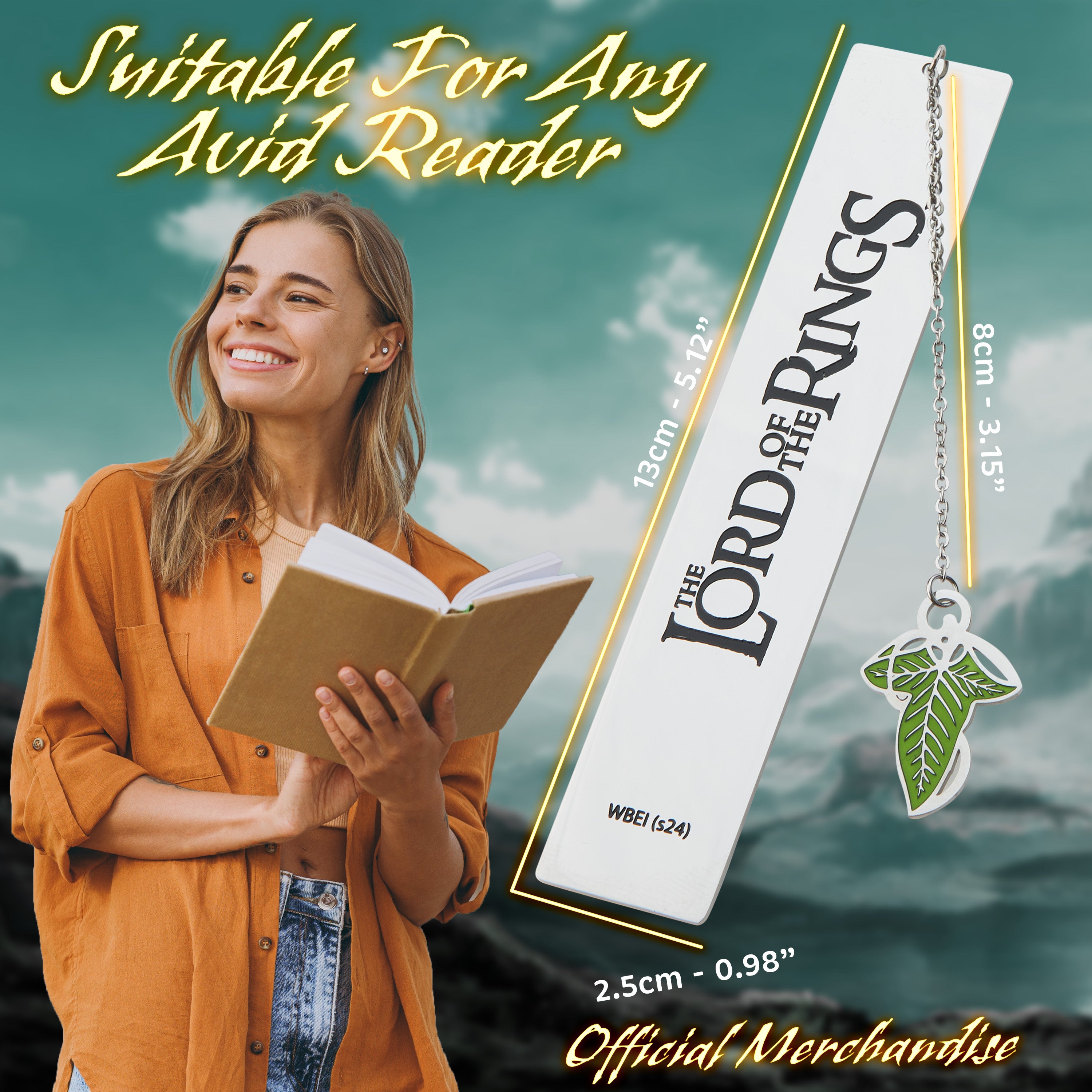 Lord of The Rings Metal Bookmarks Adults Teens Kids with Gift Box Book Marker with Quote and Charm - School University Graduation Reading Gift Box (Silver with Leaf) - Get Trend