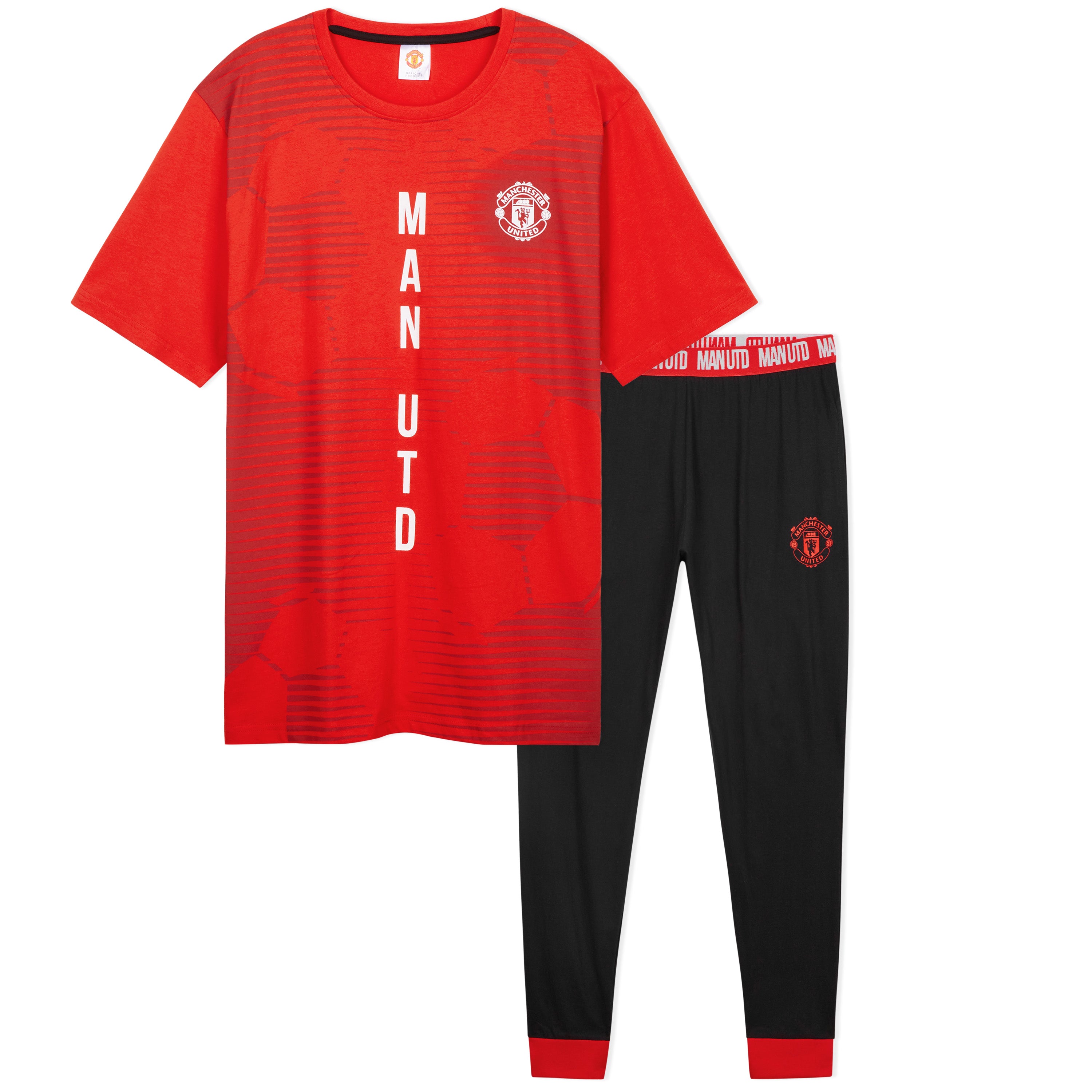 Manchester United F.C. Mens Pyjamas Set, Cotton Loungewear - Man United Gifts - Get Trend