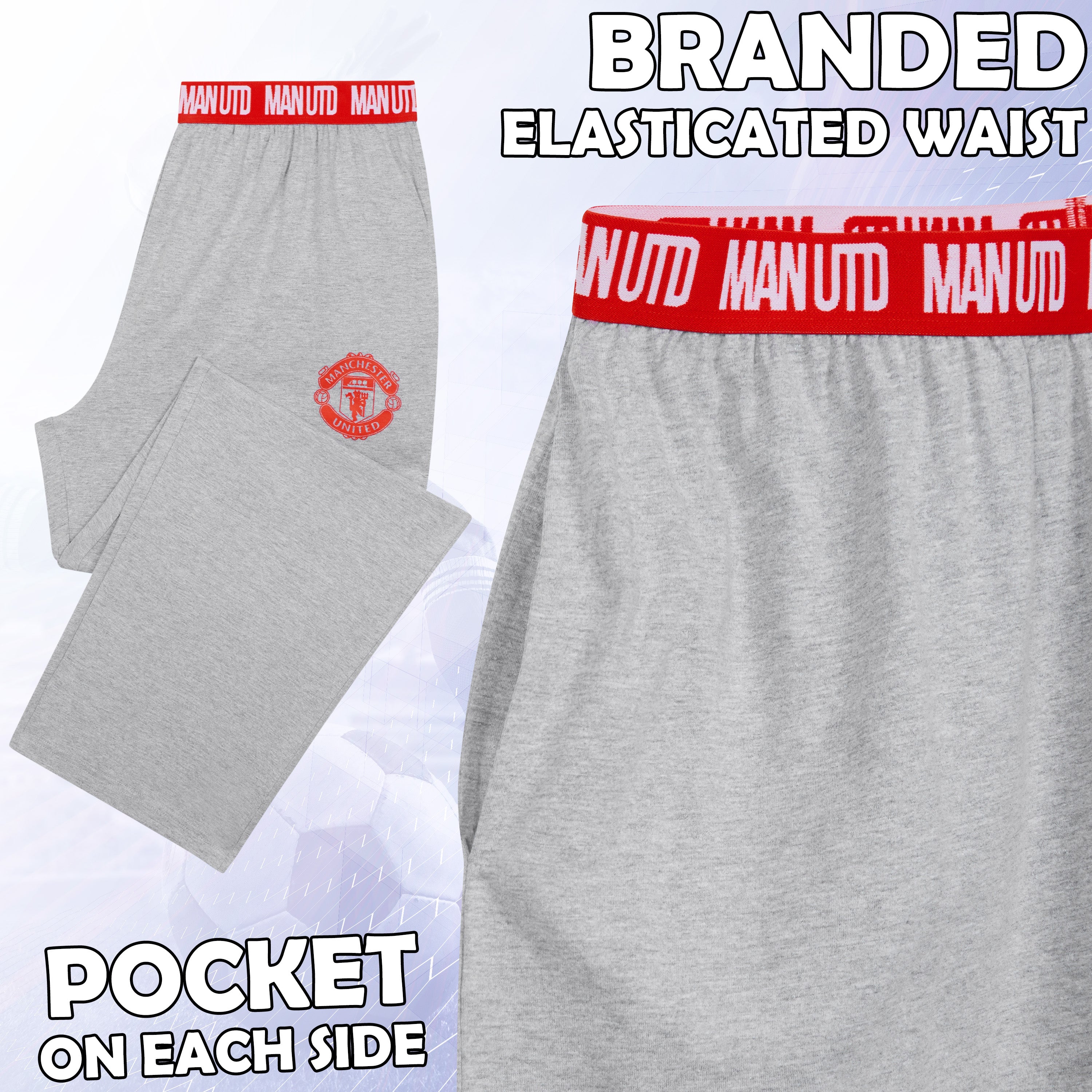 Manchester United F.C. Mens Pyjamas Set, Cotton Loungewear - Man United Gifts - Get Trend