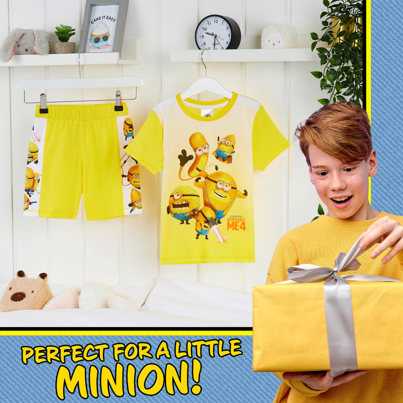 MINIONS Boys Short Pyjamas Set, Soft Breathable Lounge Wear - Yellow - Get Trend